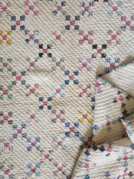 Vintage 9 Patch Variation Feed Sack Quilt