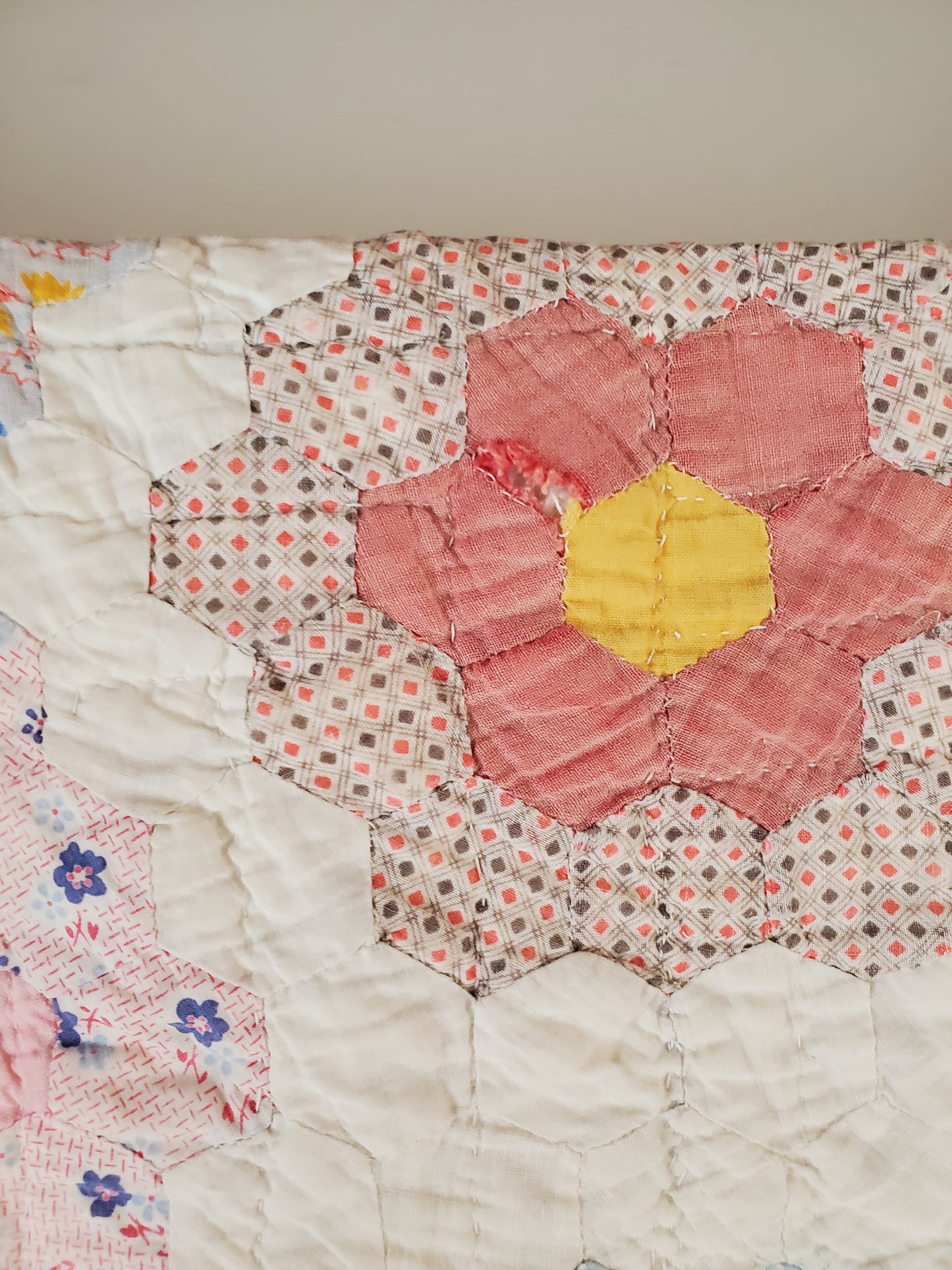 Feed Sack Garden Path Vintage Quilt, ca 1940