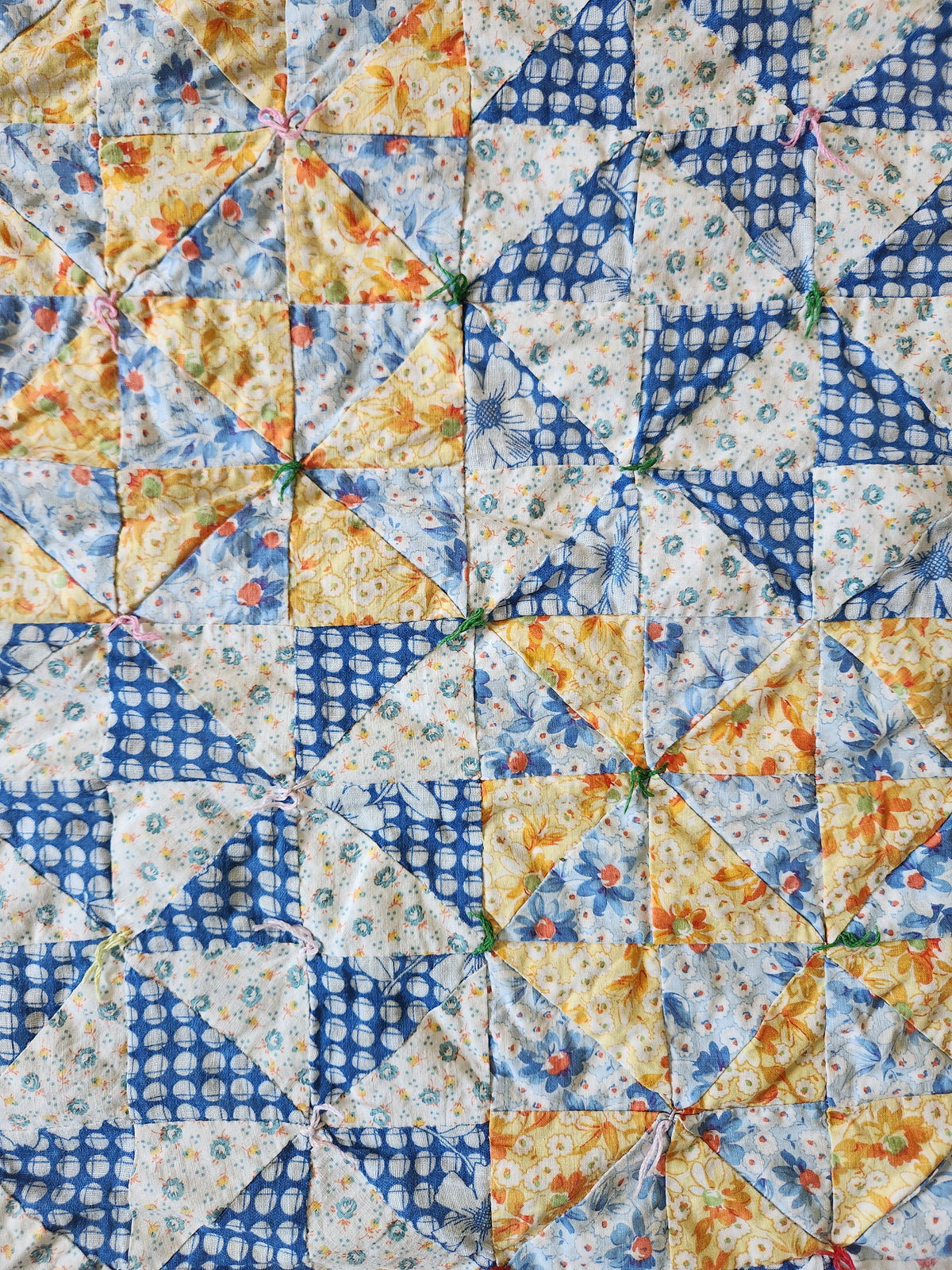 Hand Tied Double Sided Patchwork Quilt c1940
