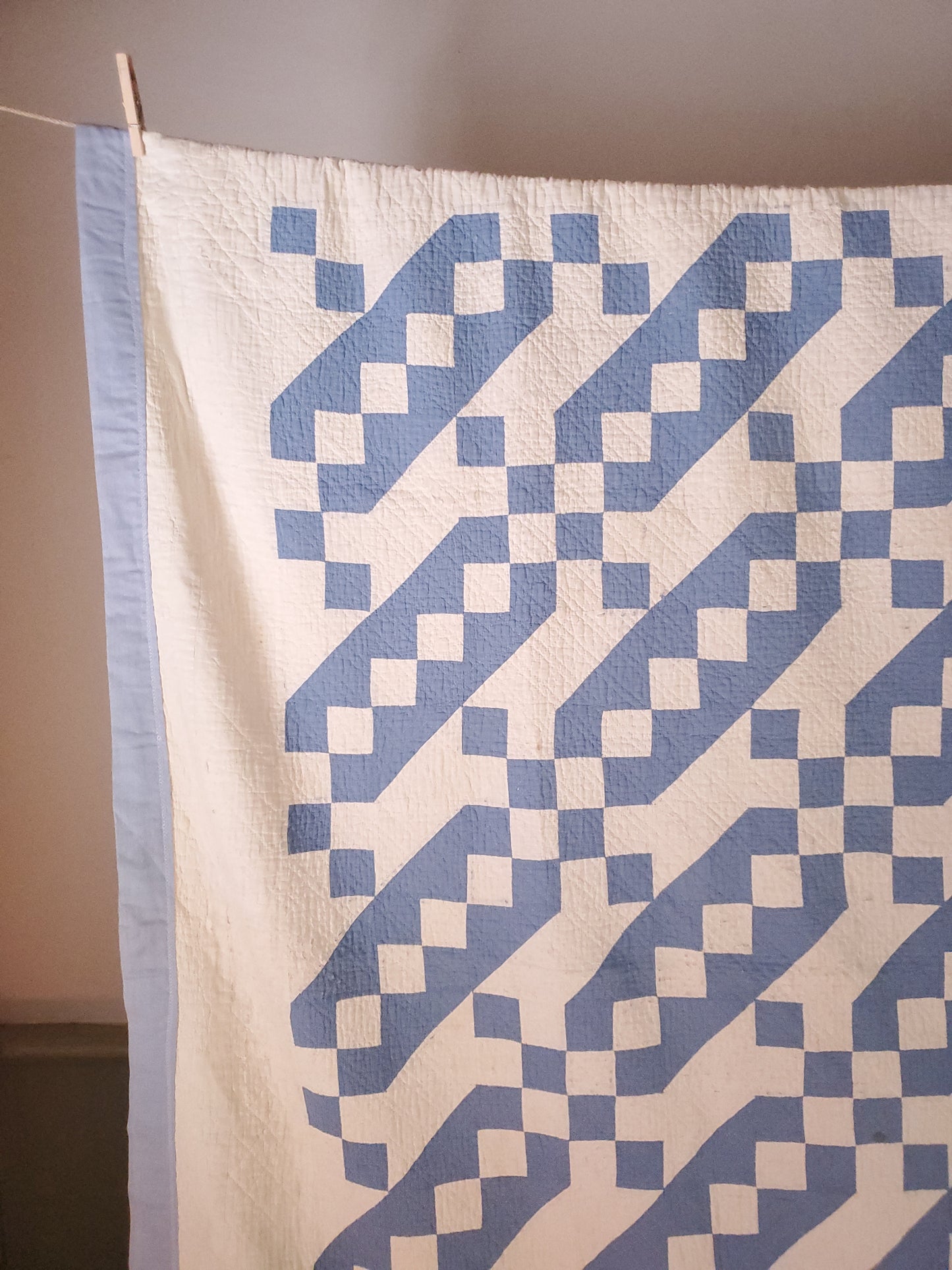 Blue and White Jacob's Ladder Antique Quilt