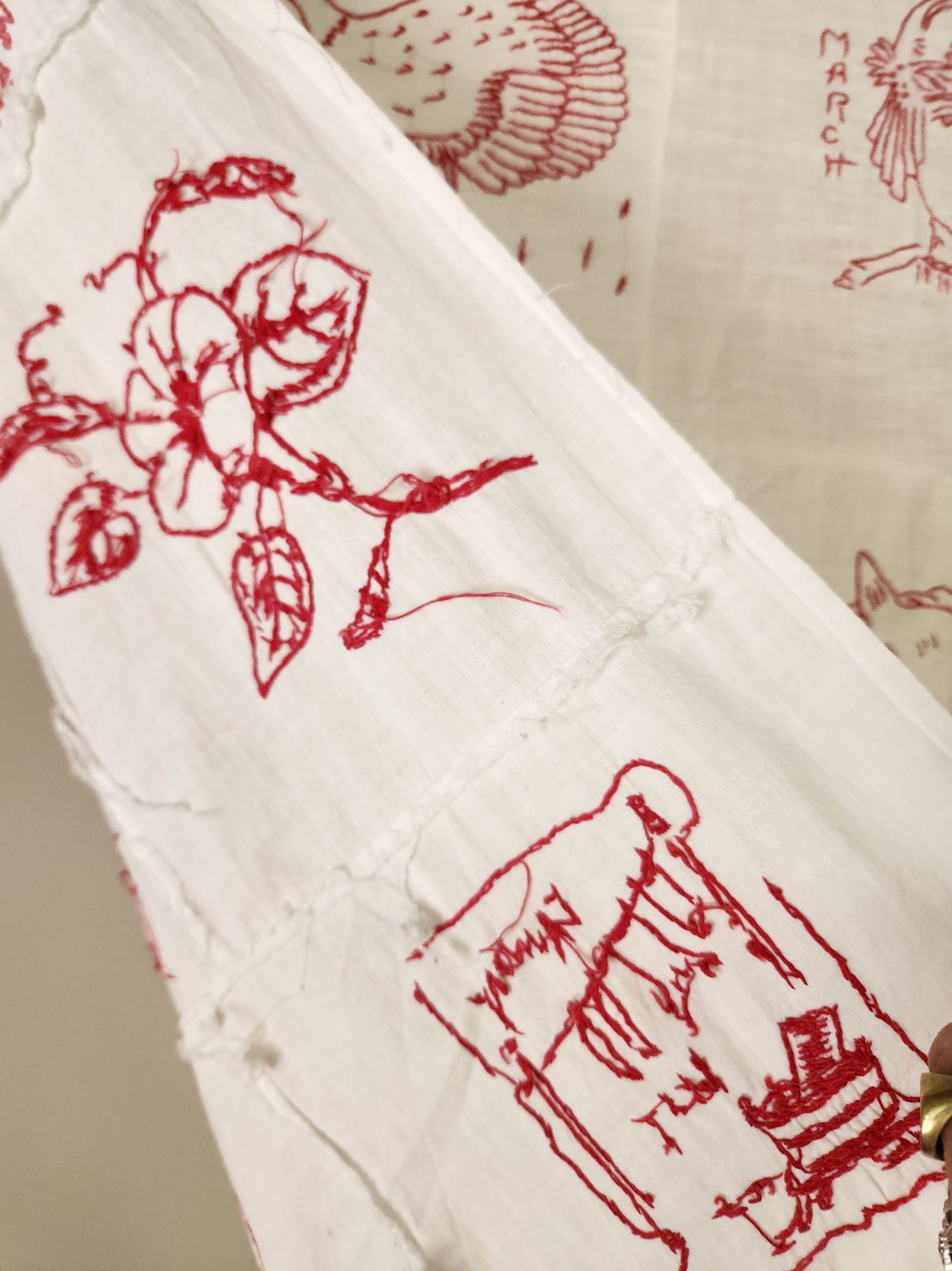 Child’s Redwork Quilt Top Coverlet 1917