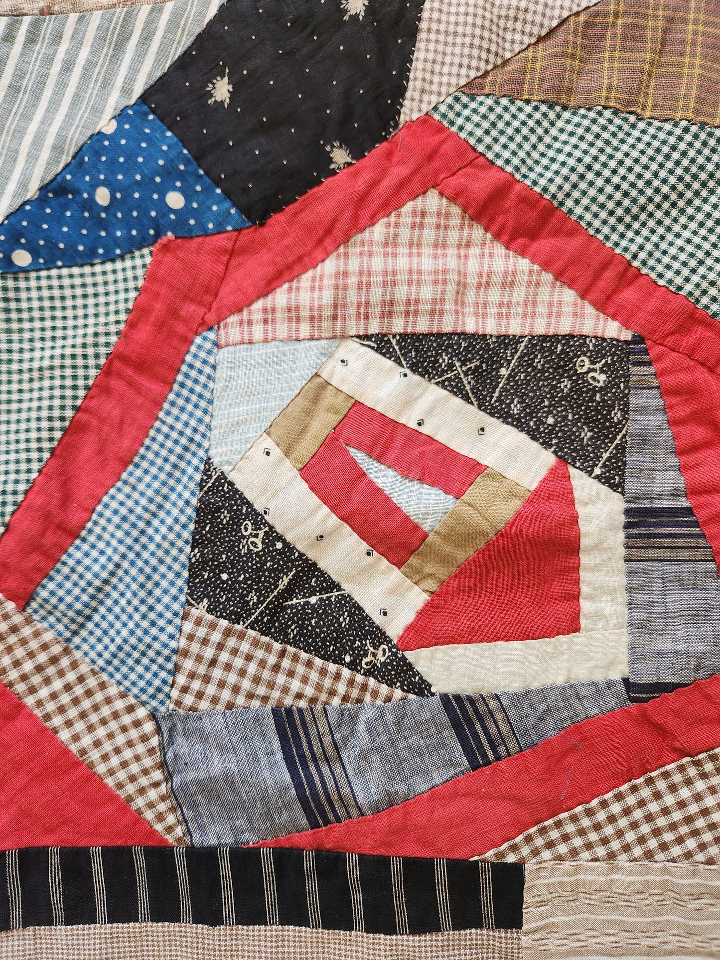Antique Unfinished Foundation Pieced Quilt Top c1900
