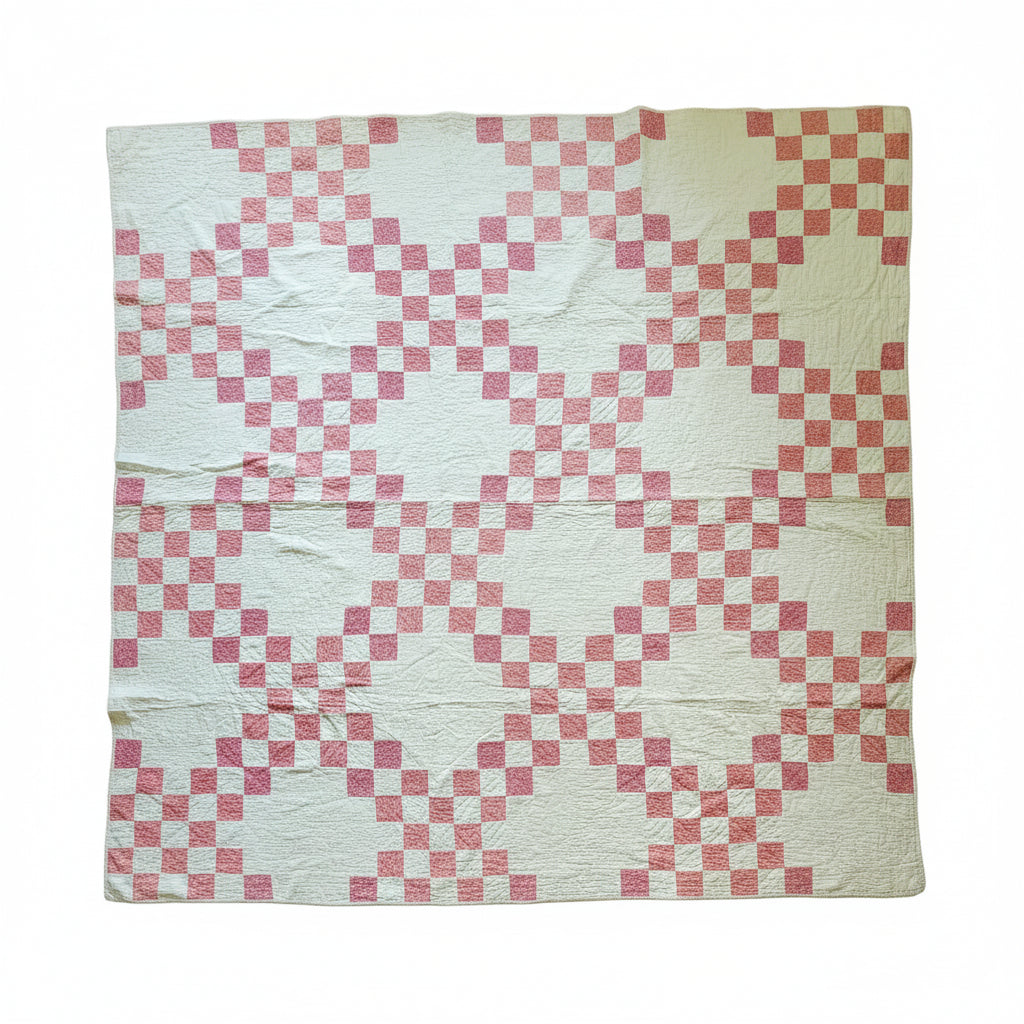 Antique Pink & White Irish Chain Quilt
