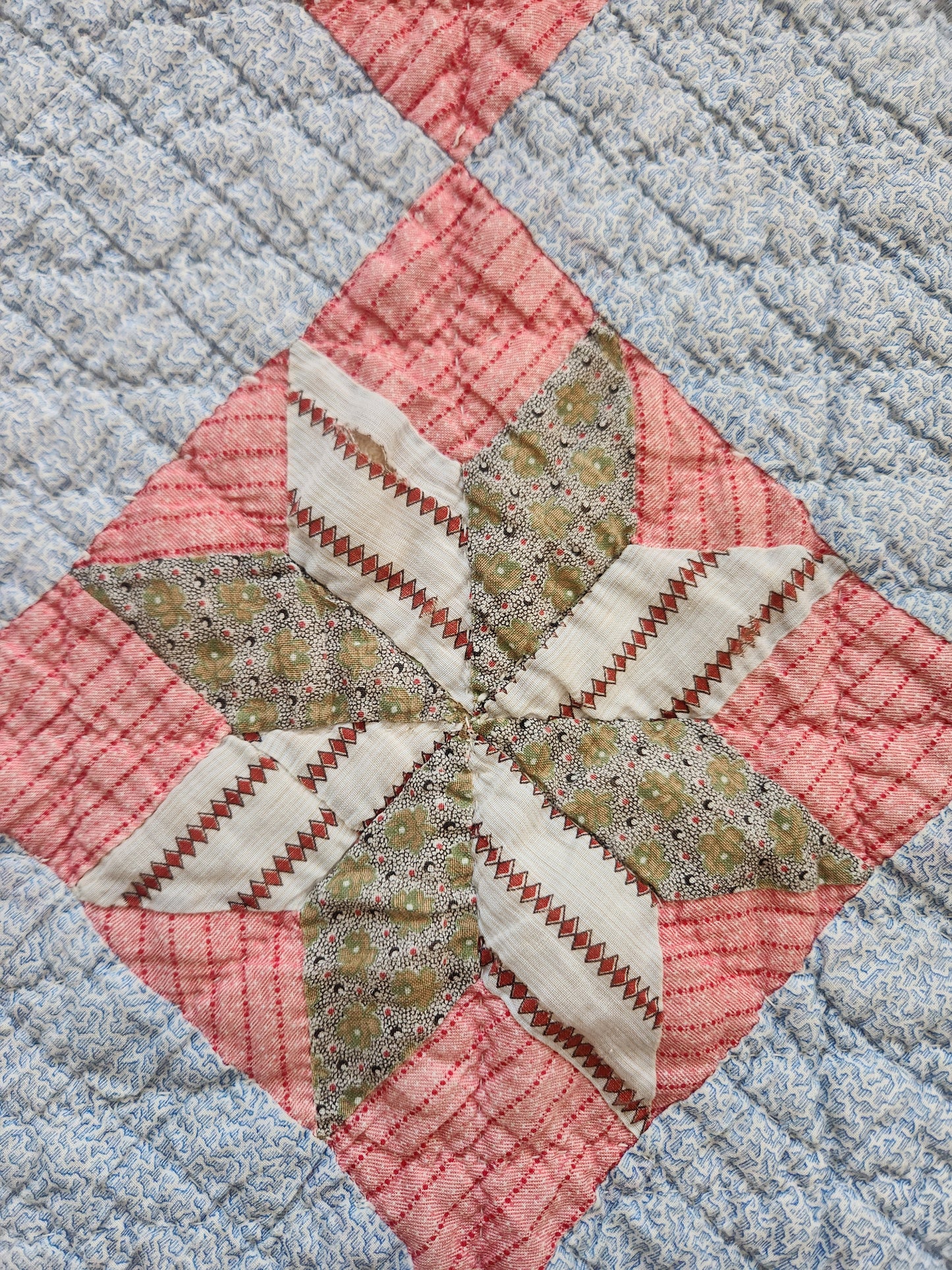 Antique Eight Point Star Patchwork Quilt c1880