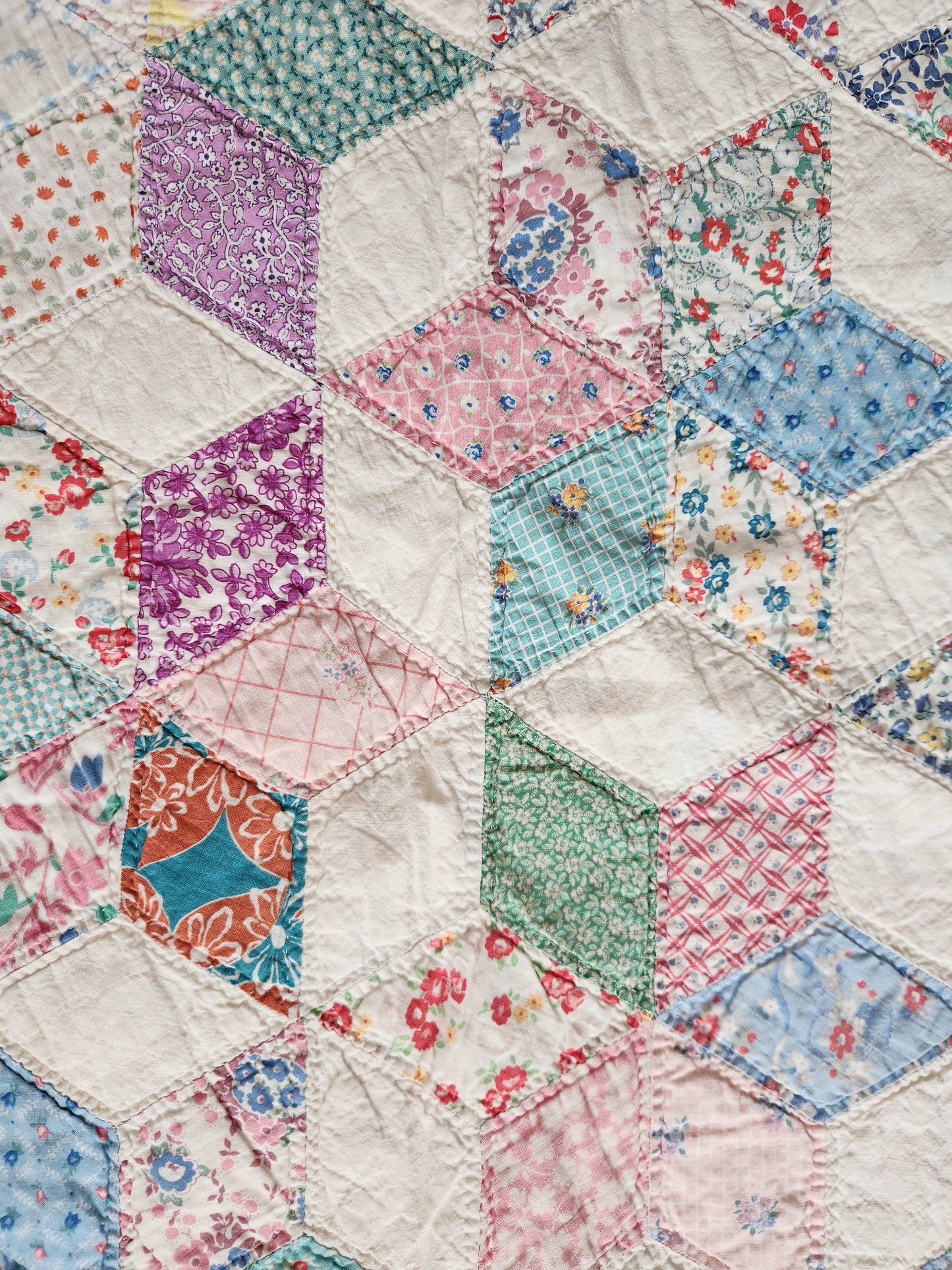 Stunning Feed Sack Star Quilt c1930