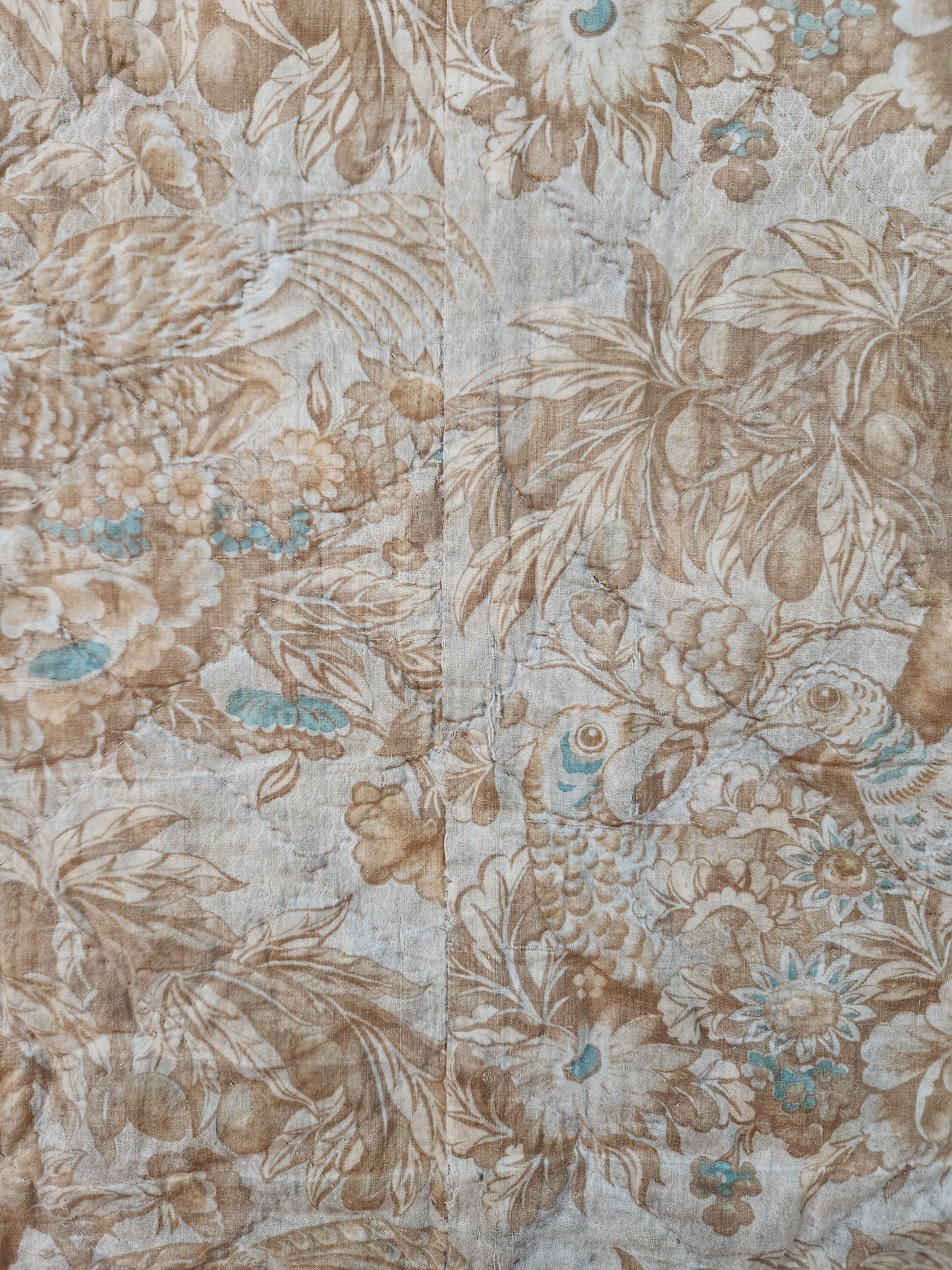 Antique Pheasants and Plum Tree Whole Cloth Chintz Quit