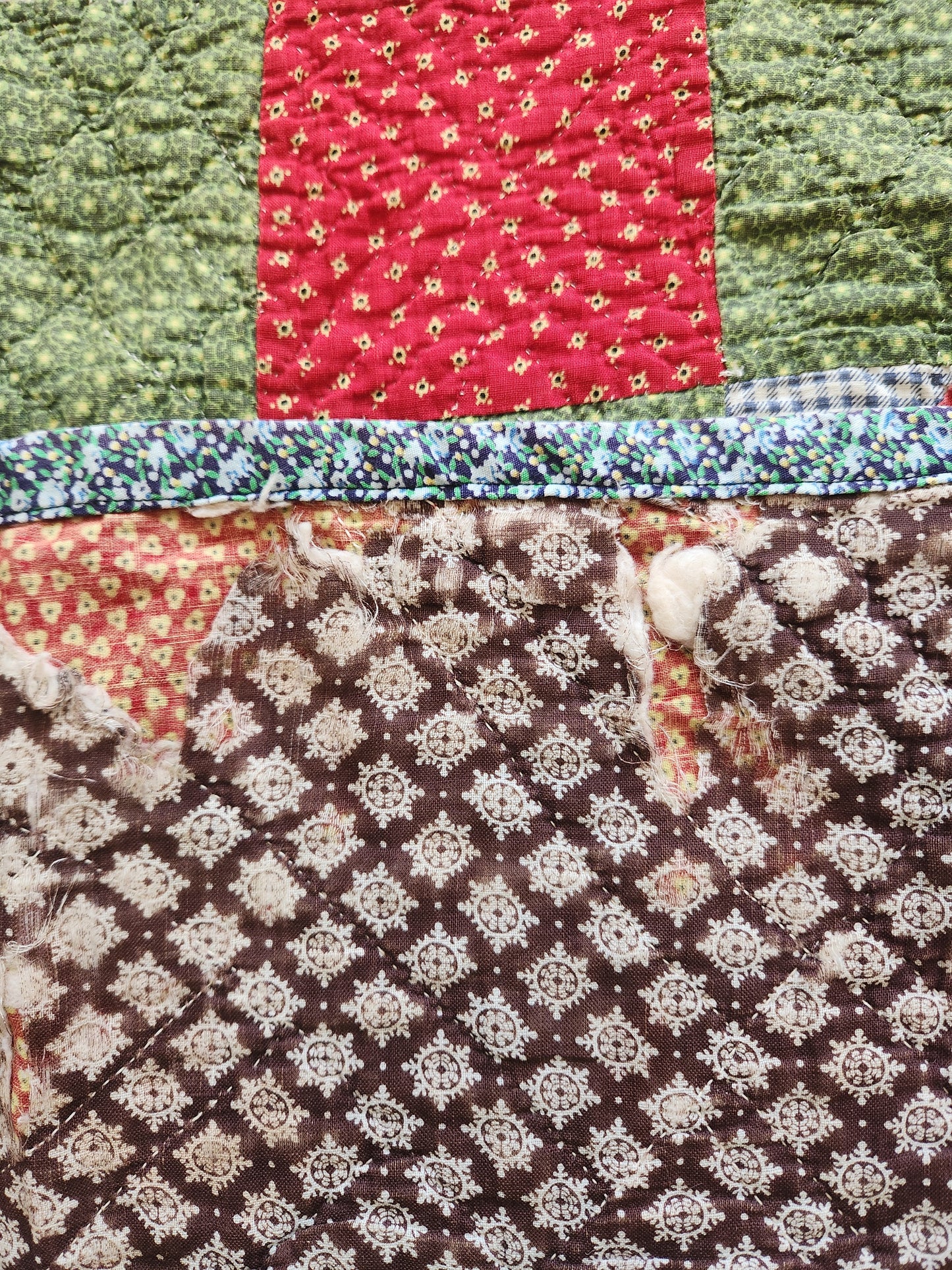 Antique 19th Century Red & Green Capital T Quilt