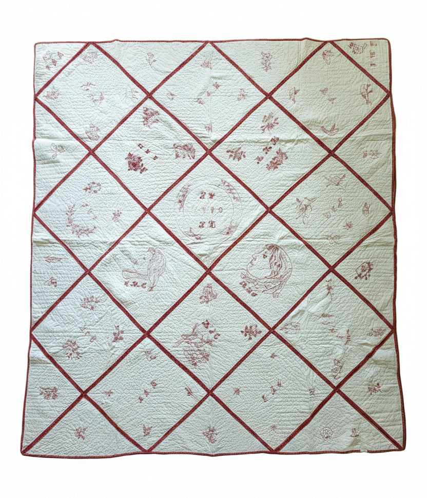 Antique Redwork Quilt, 1890
