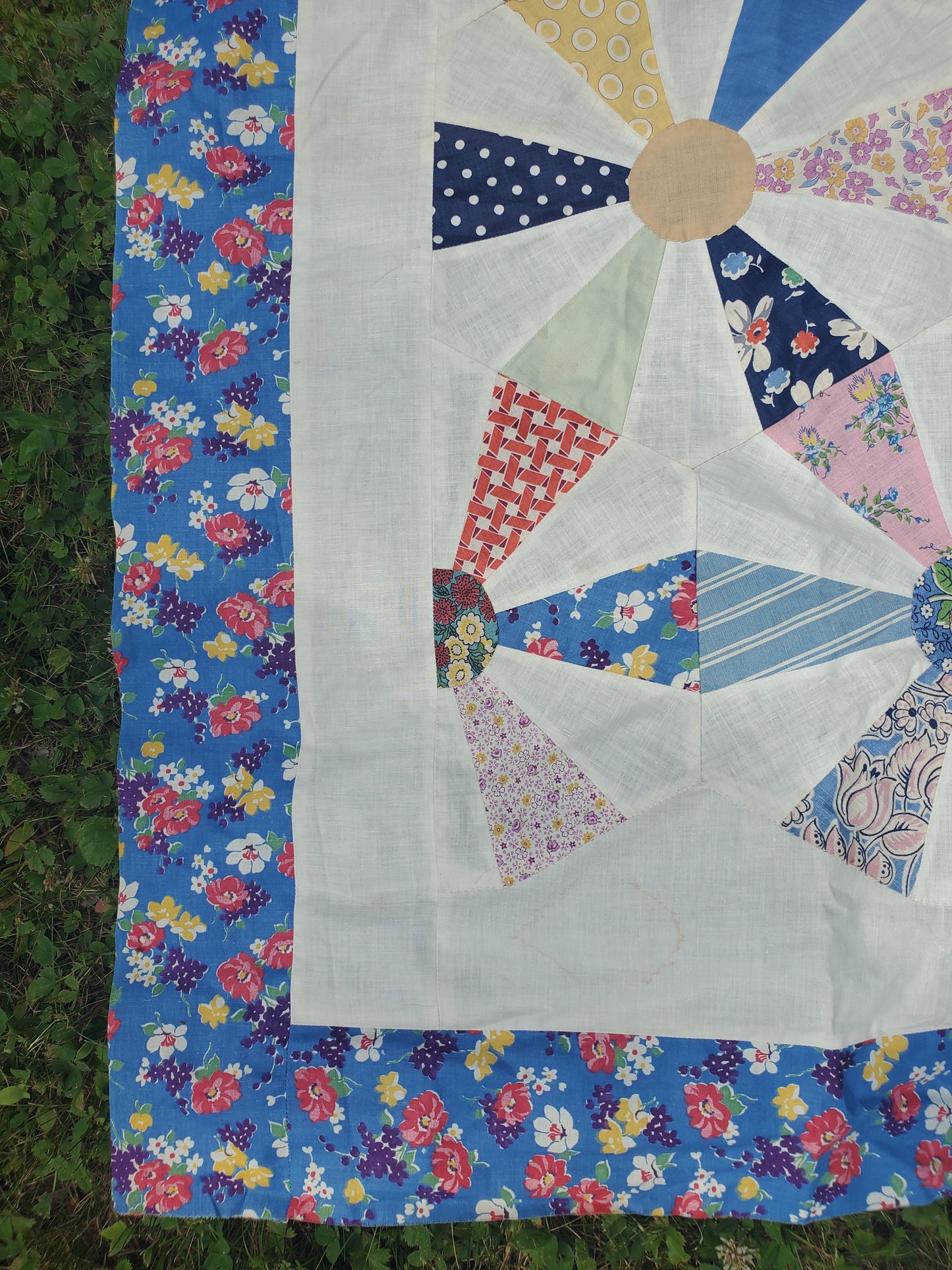 Vintage Feed Sack Quilt Top, ca 1950