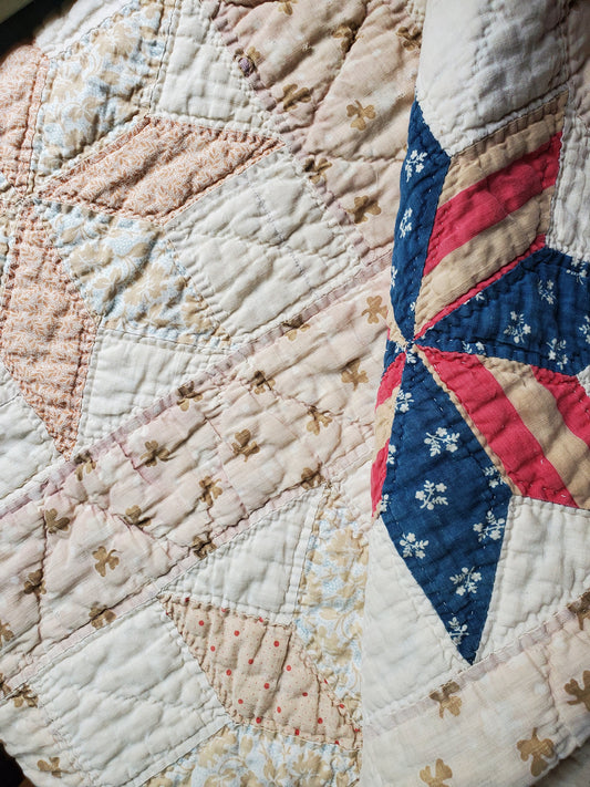 Antique 8 Point Star Quilt, ca 1900