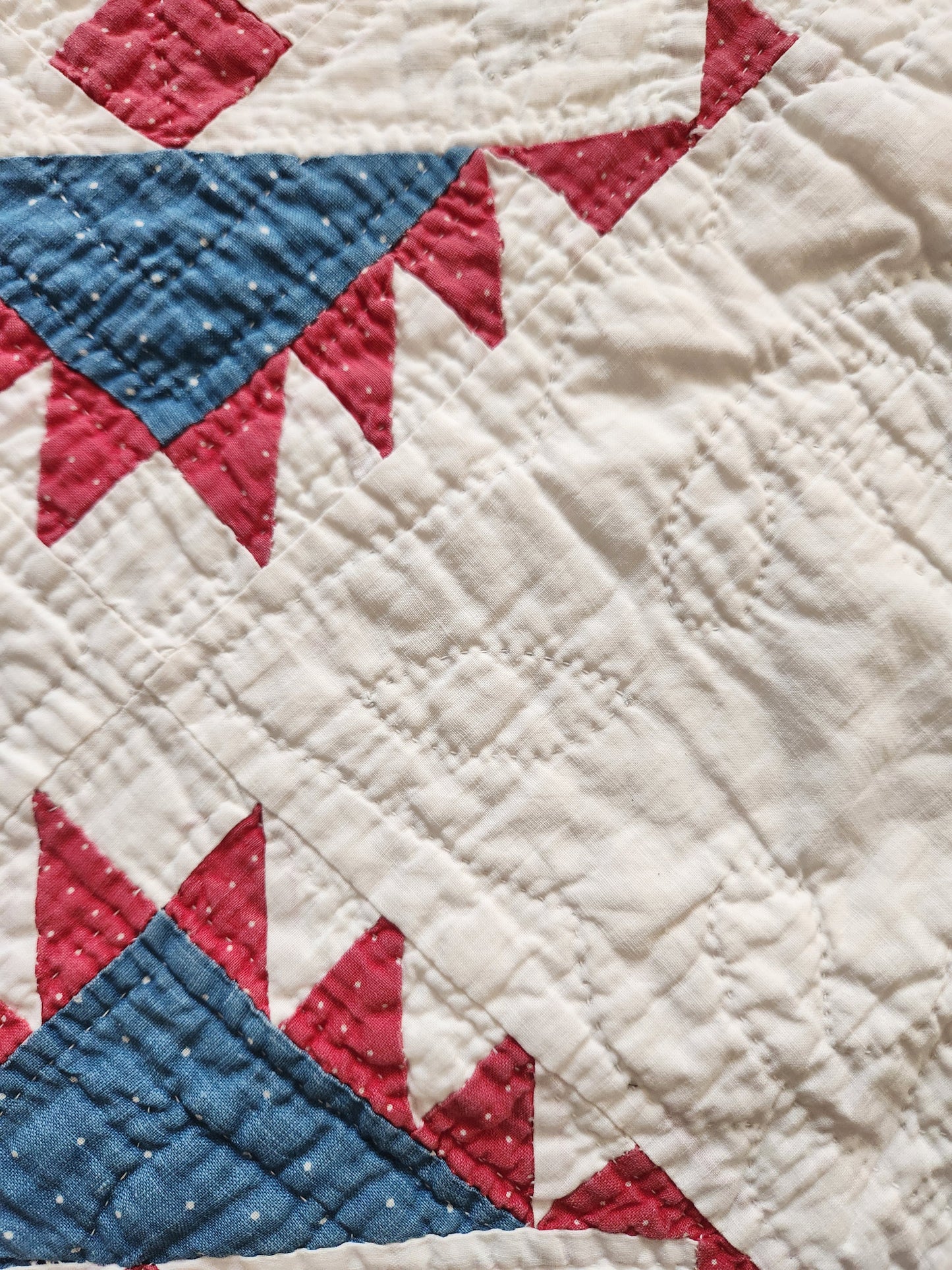 Antique Red, White & Blue Patchwork Quilt c1900