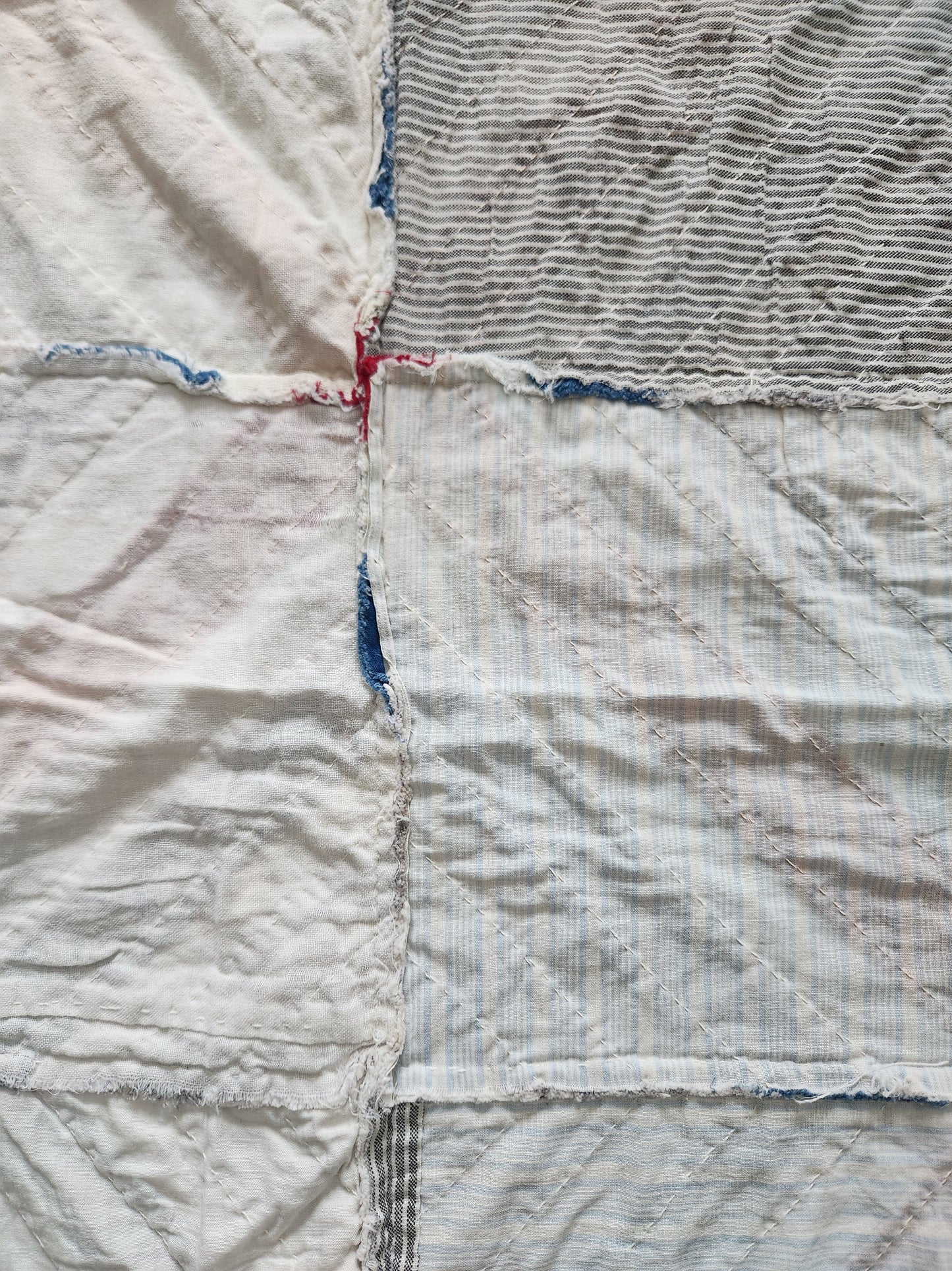Red White & Blue Patchwork Coverlet c1900