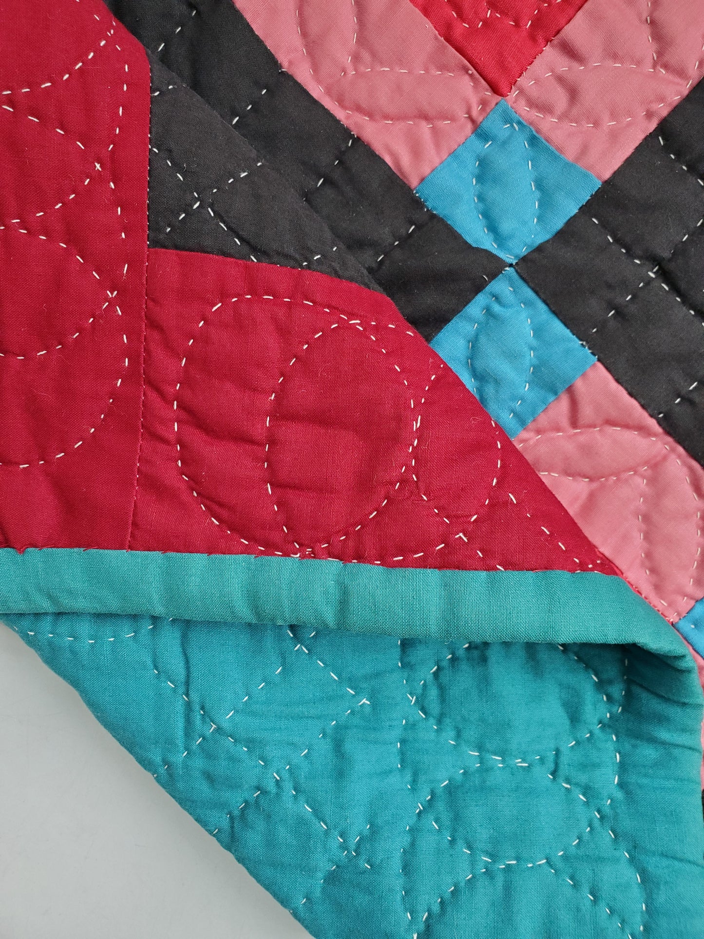 Small, Contemporary Amish Style Hand Quilted Mini Quilt