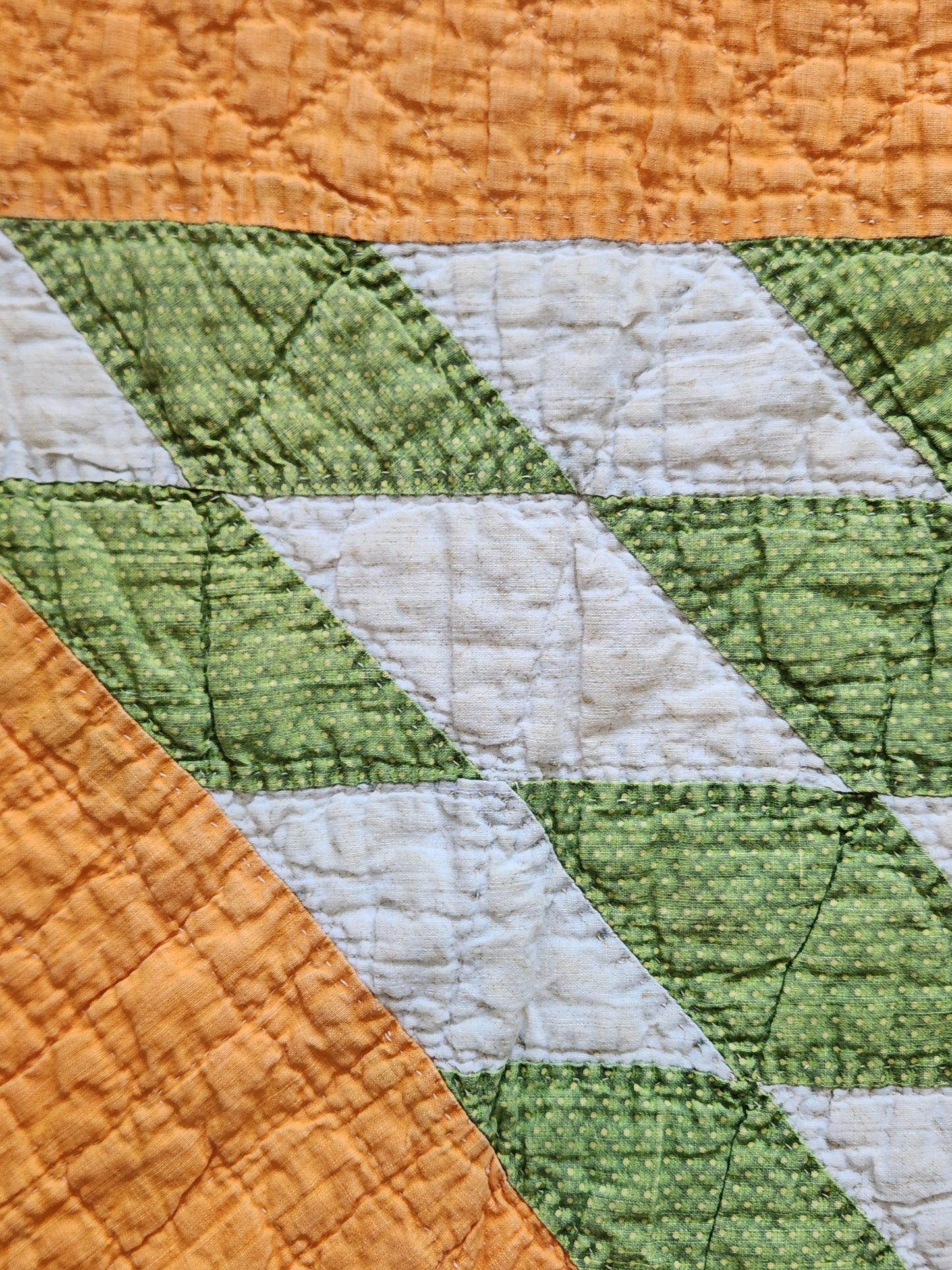 Antique Green and Orange Mathematical Star Quilt