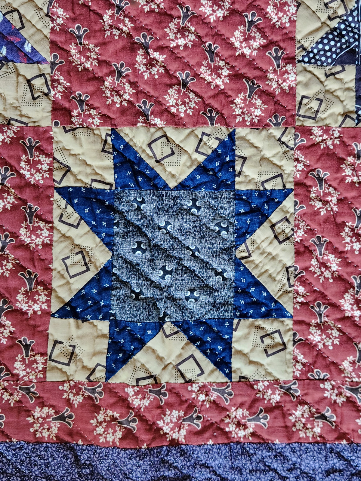 19th Century Purple Evening Star Quilt