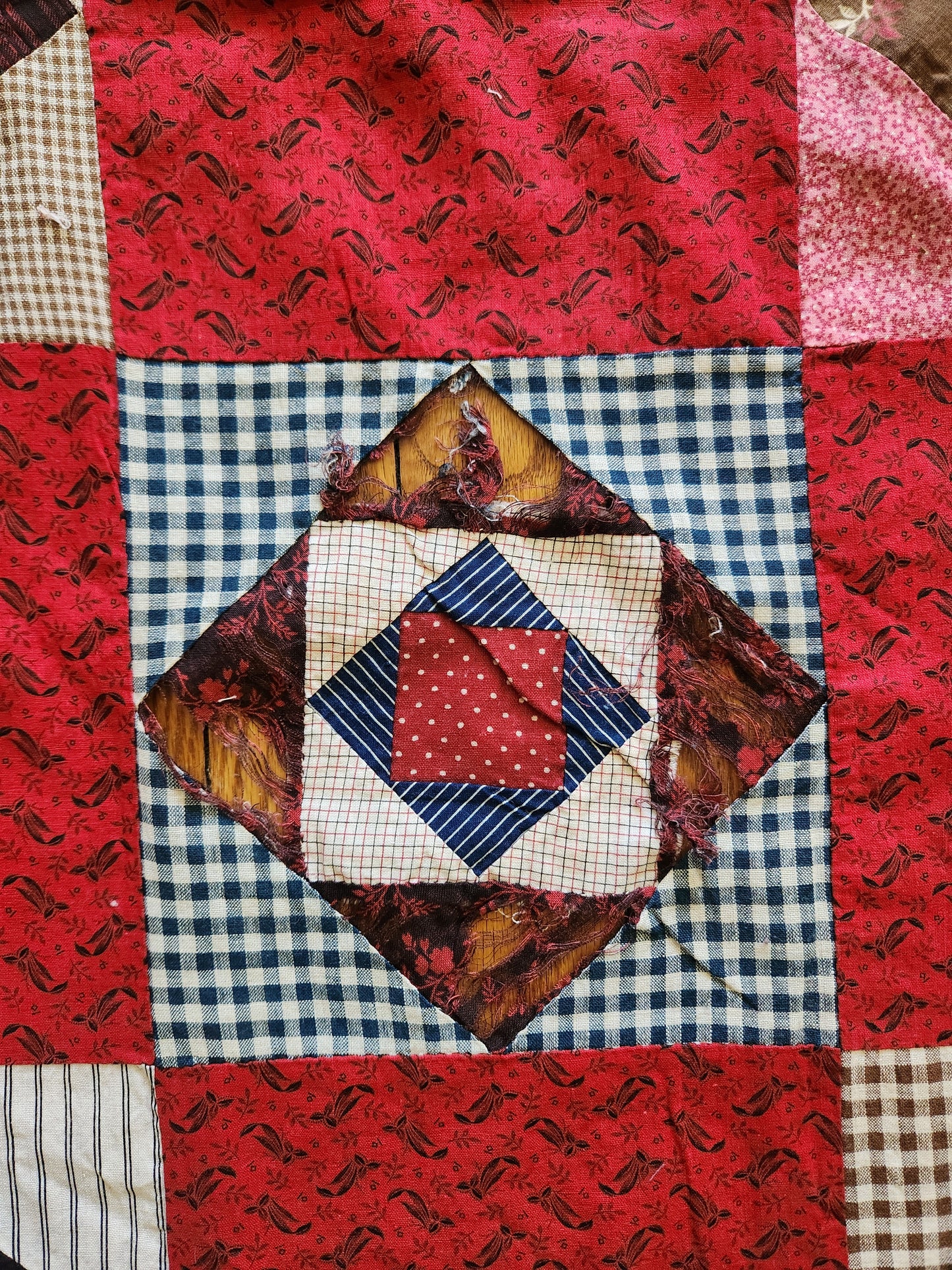 Antique Square in a Square Quilt Top c1890
