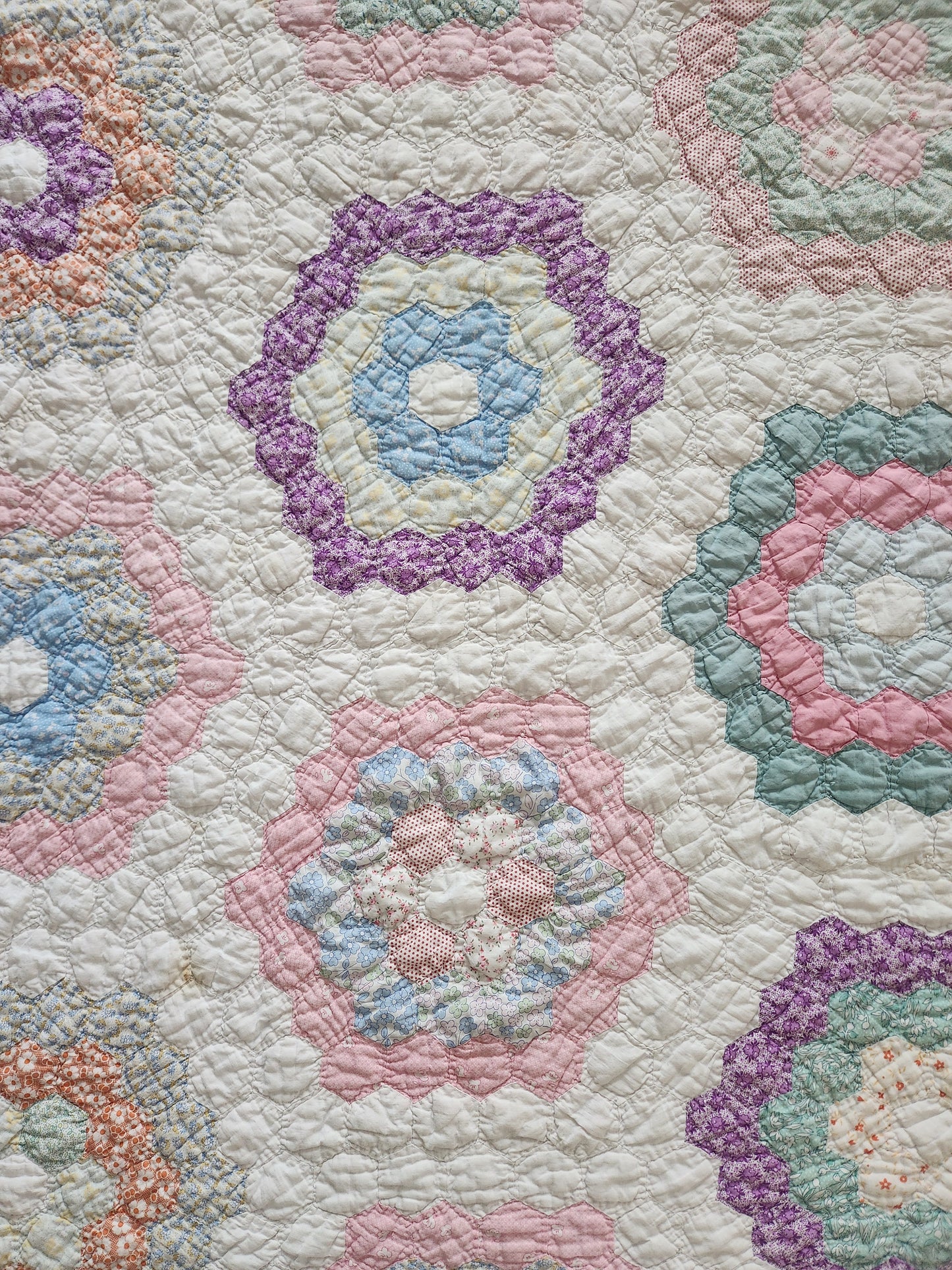 Vintage Grandmother's Garden Quilt c1940