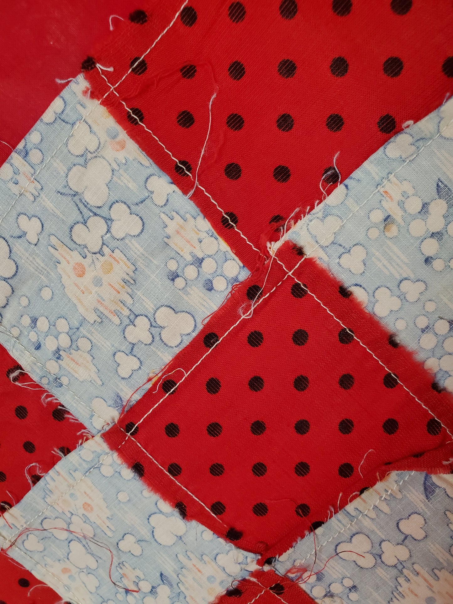 Red 16 Patch Vintage Quilt Top, ca 1950