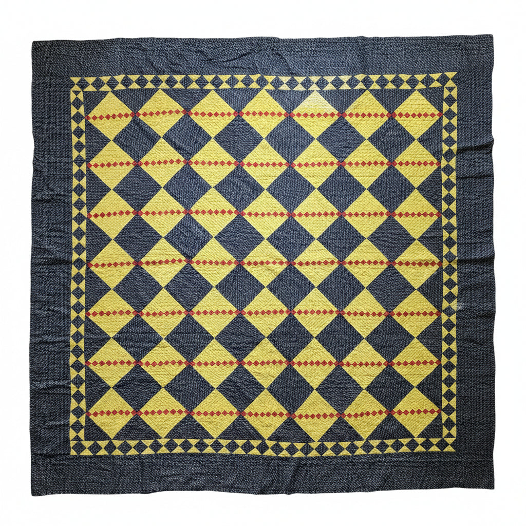 Four Patch on Point Quilt c1880