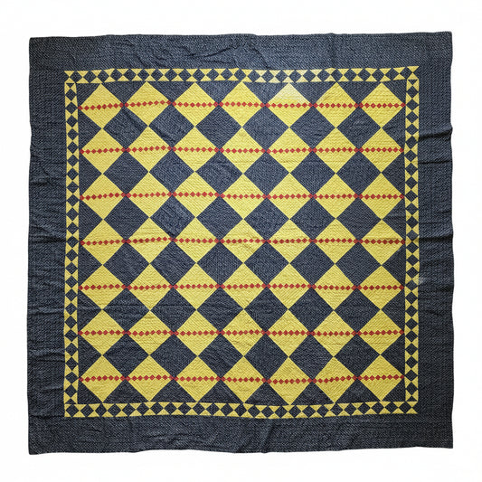 Four Patch on Point Quilt c1880