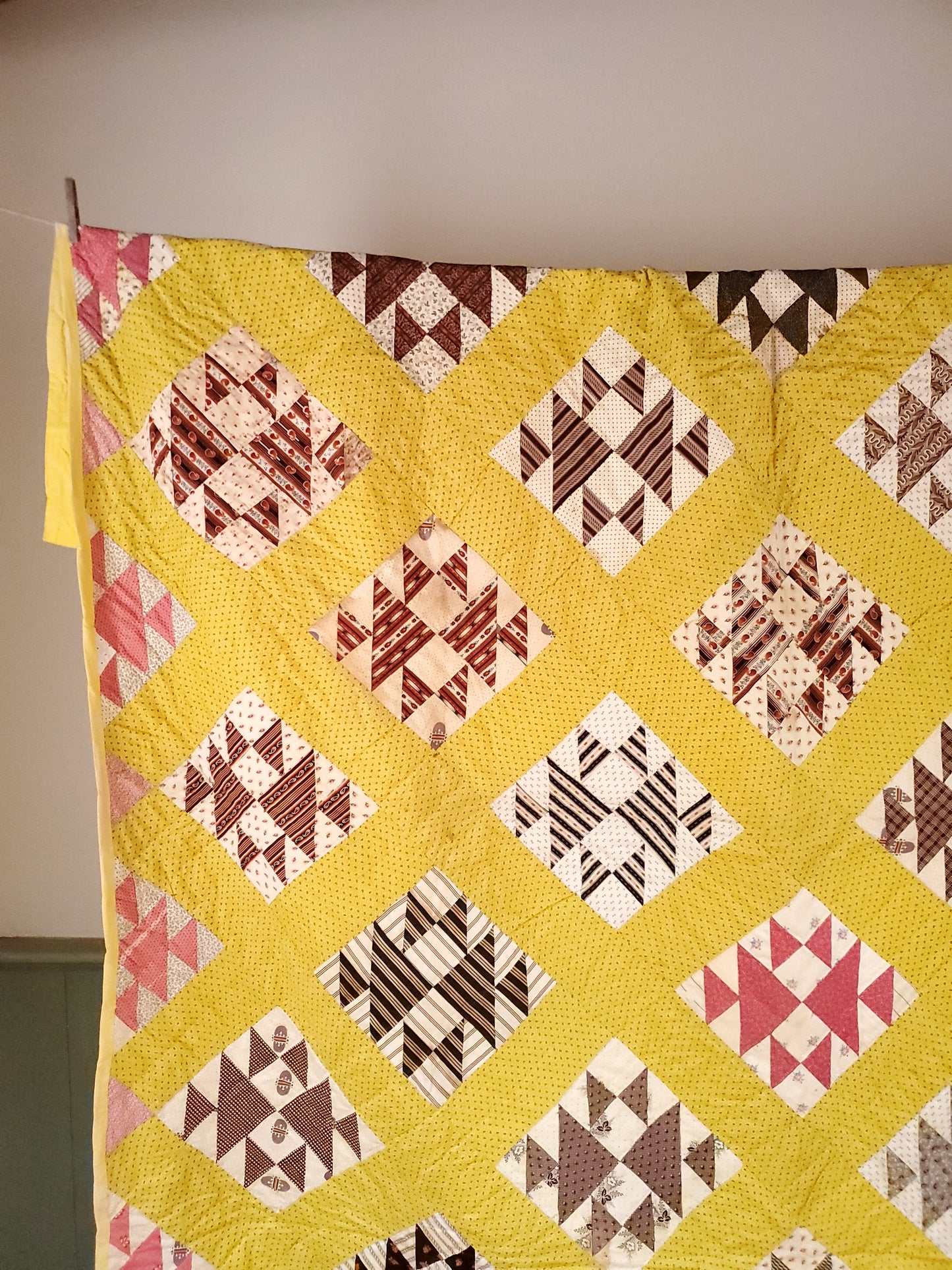 Yellow Calico Antique Quilt