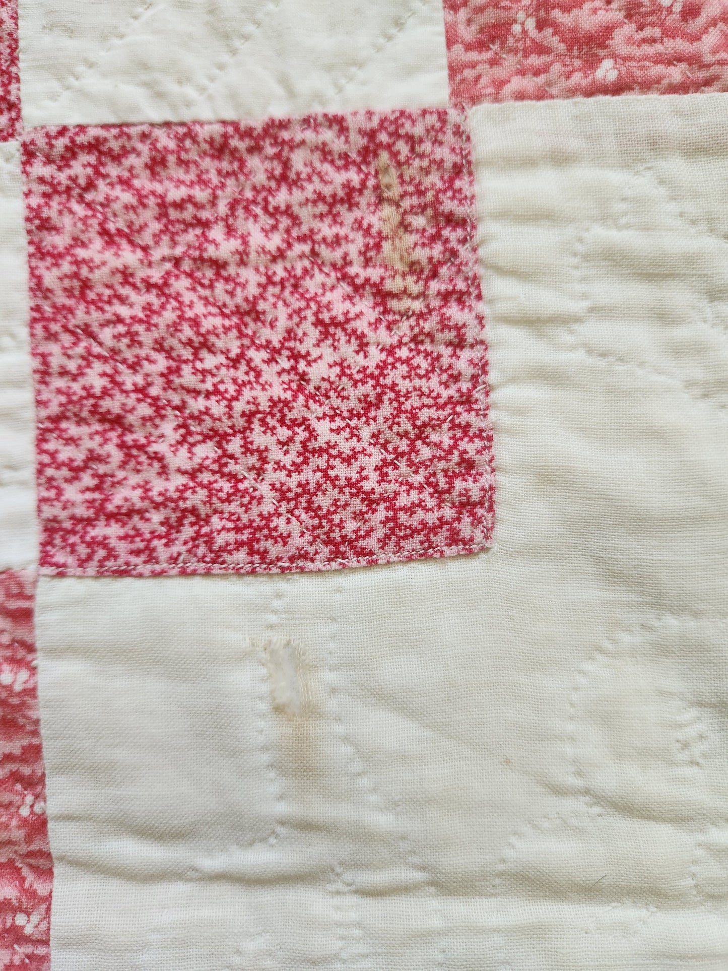 Antique Pink & White Irish Chain Quilt