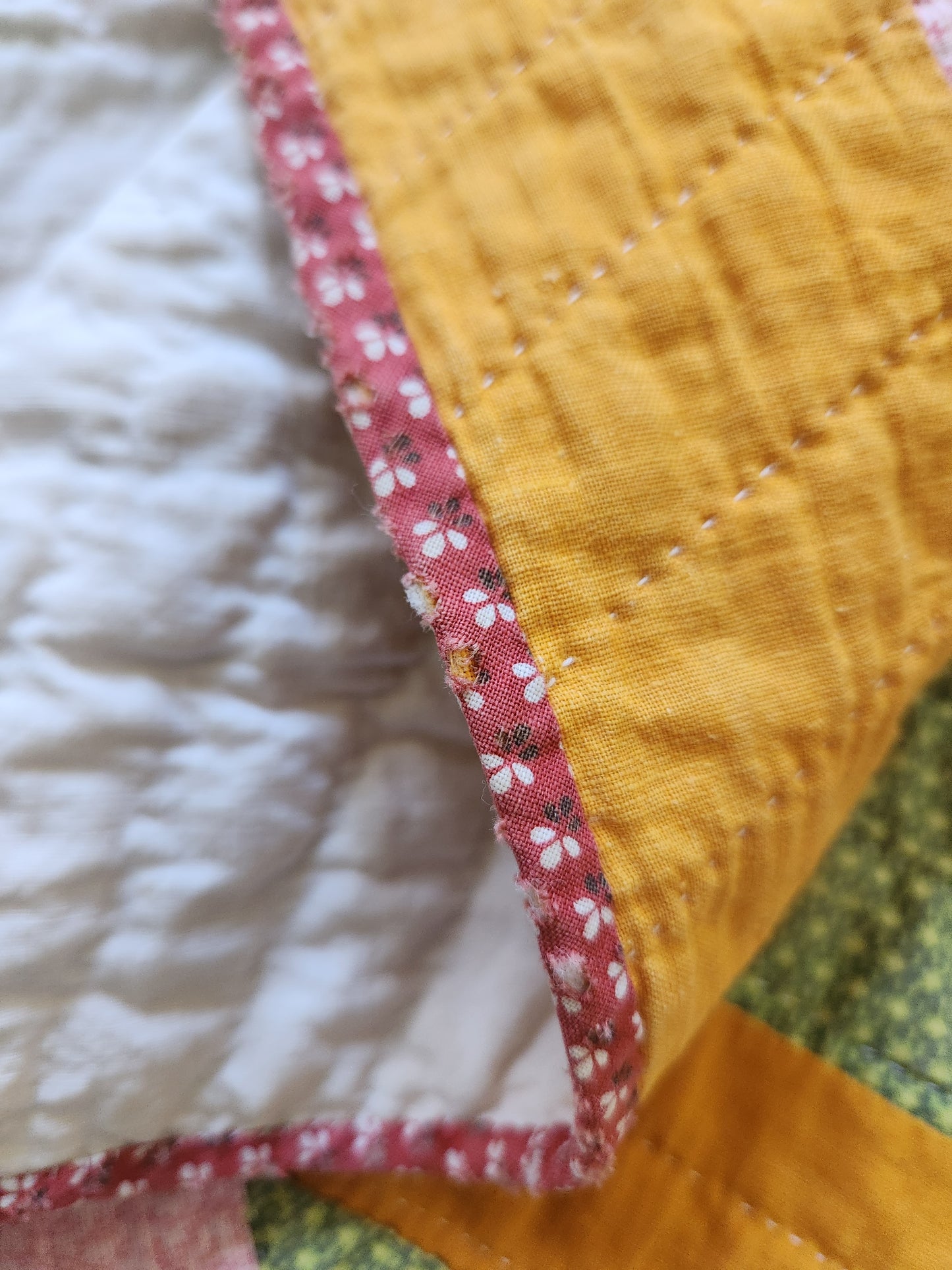 19th Century Pink, Chrome Orange, & Green Chimney Sweep Quilt