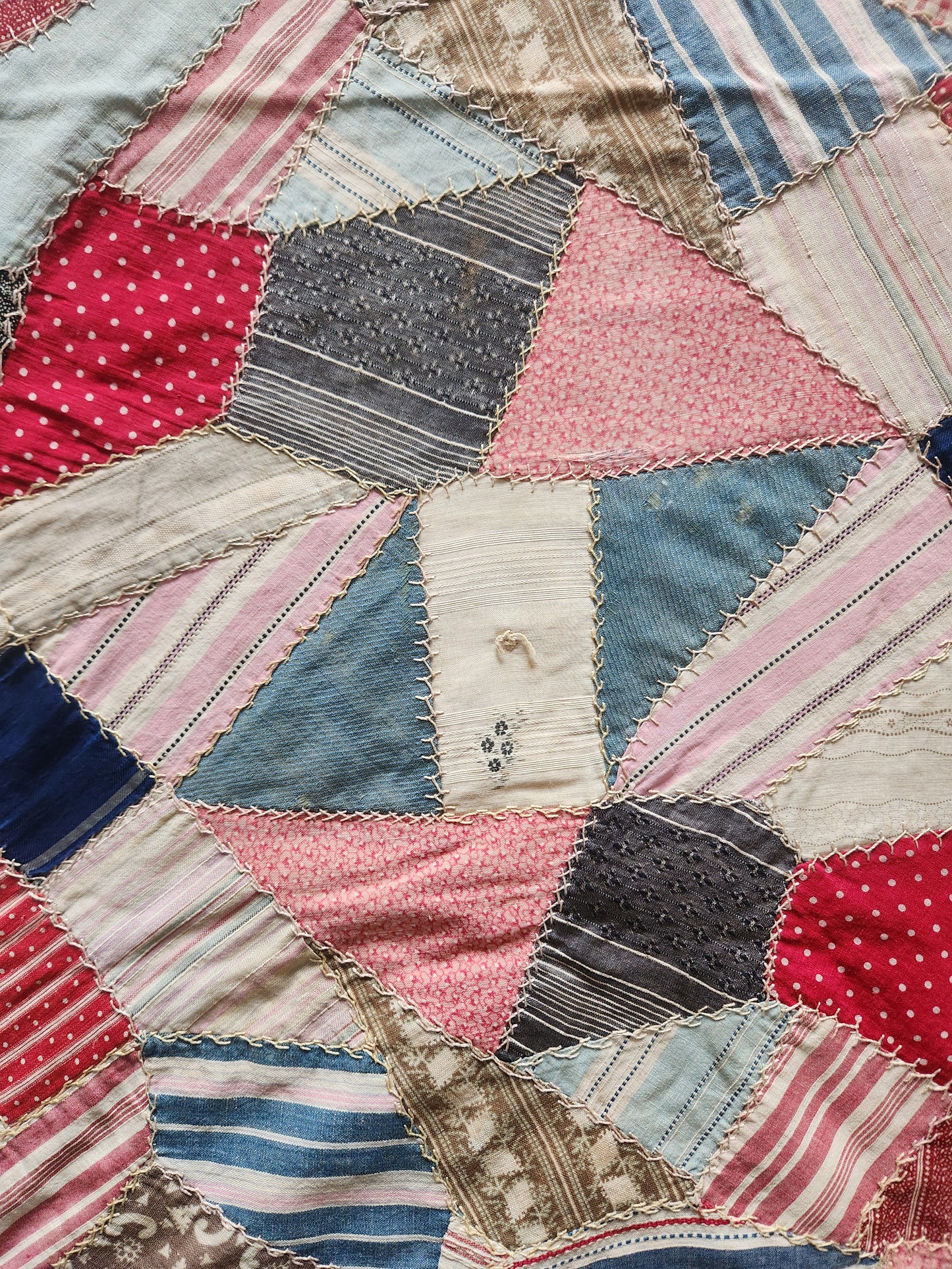 Antique Cotton Crazy Quilt c1890