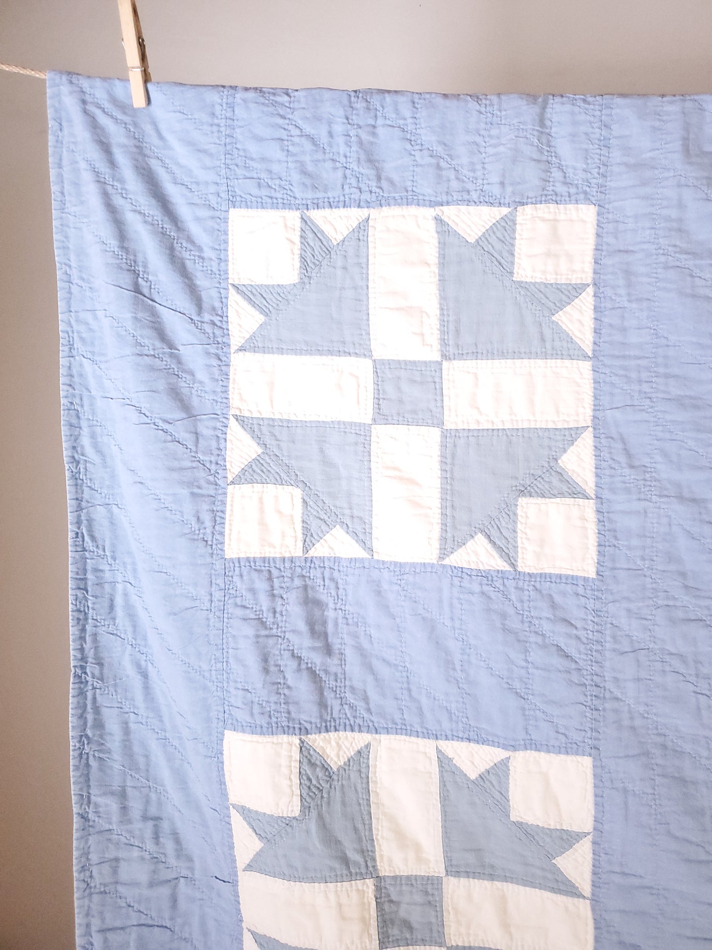 Blue and White Vintage Goose Tracks Quilt