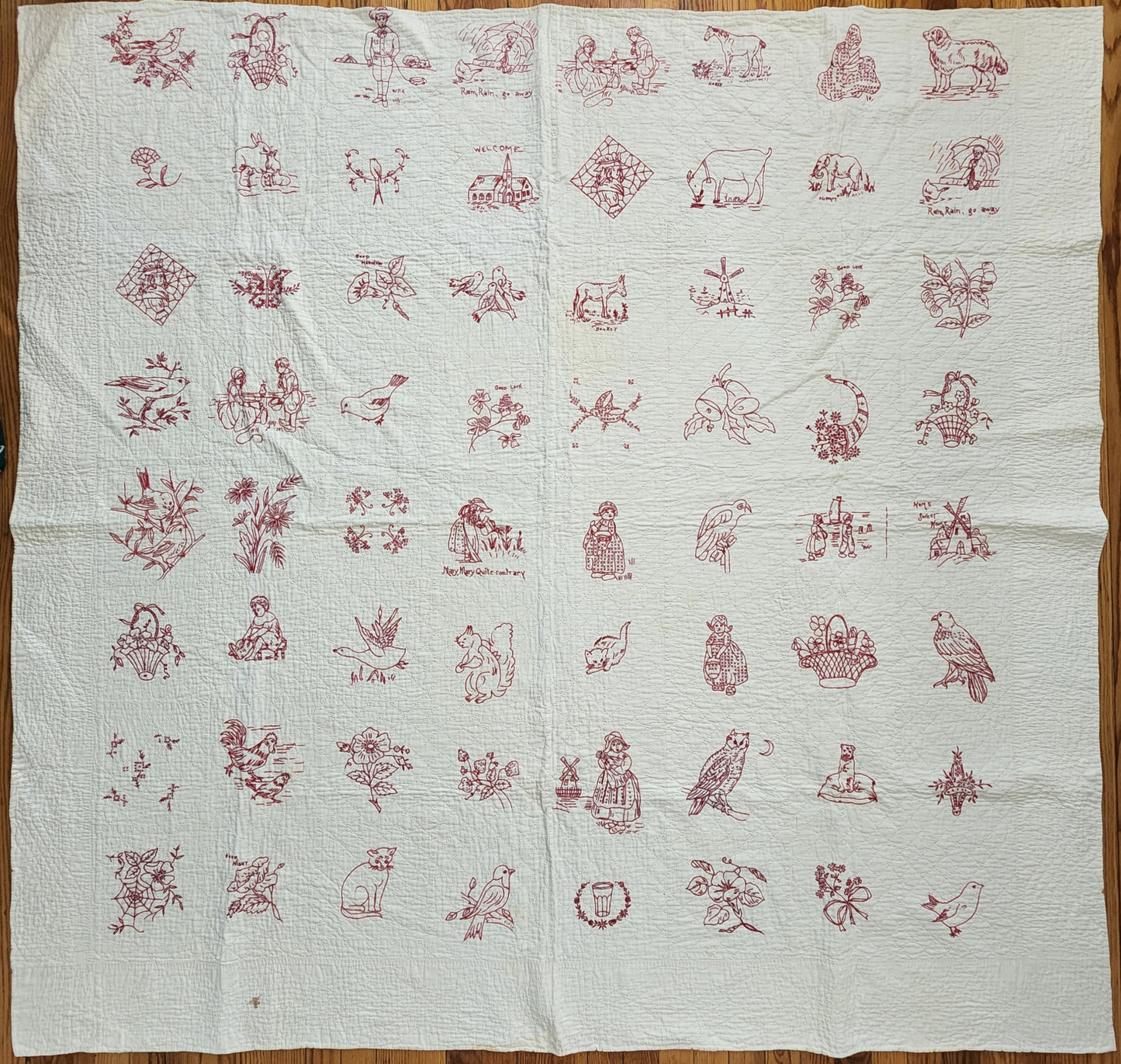 Antique Redwork Quilt c1890