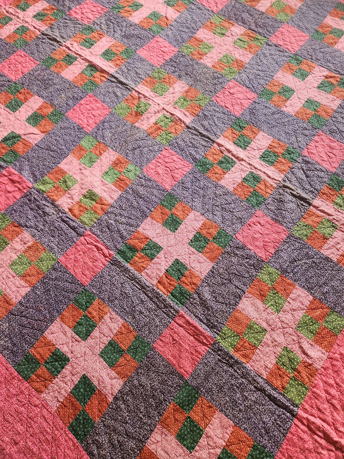 2 of 2, Antique Pennsylvania Style Calico Quilt