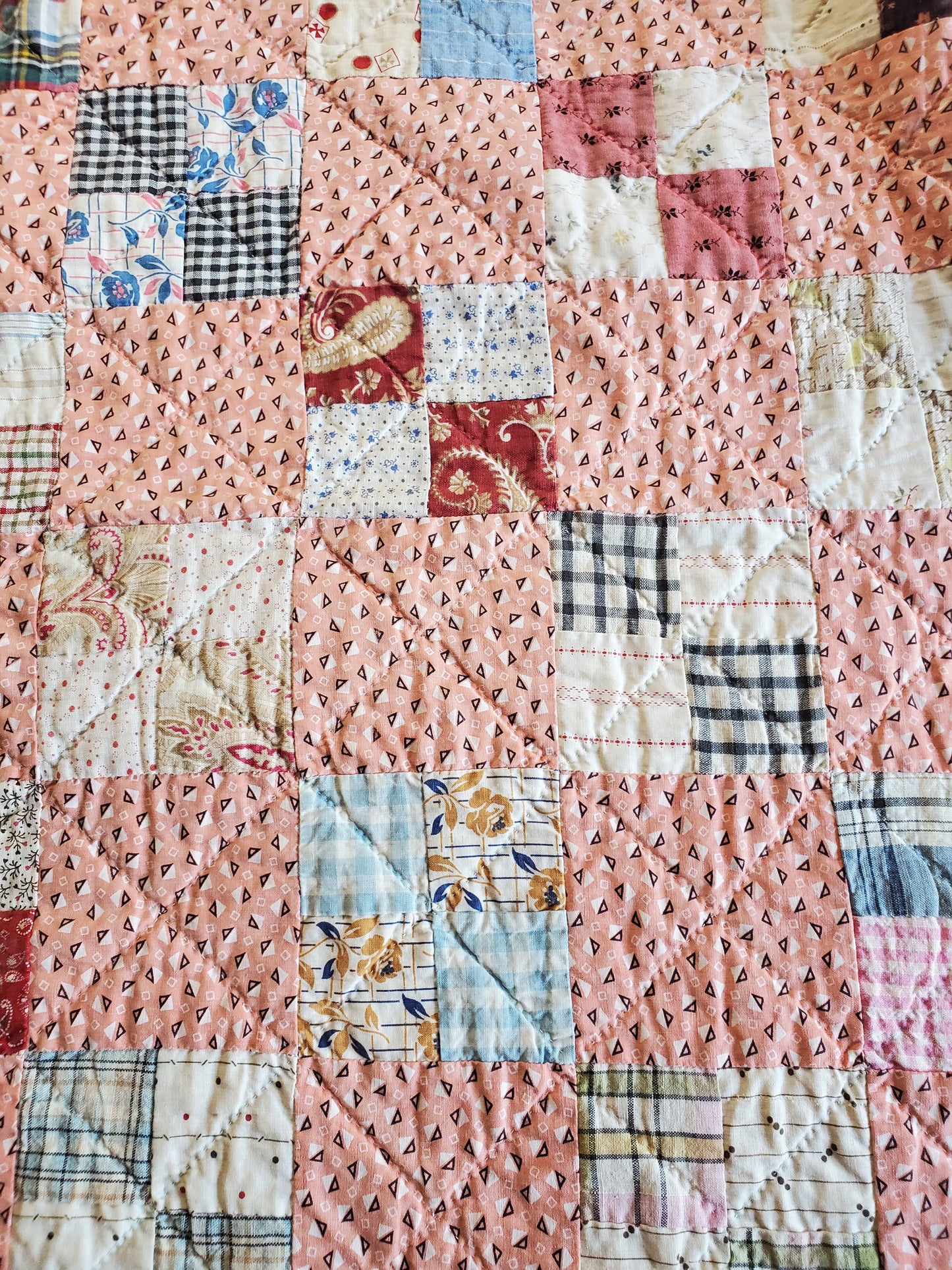 Seaside Four Patch Antique Quilt