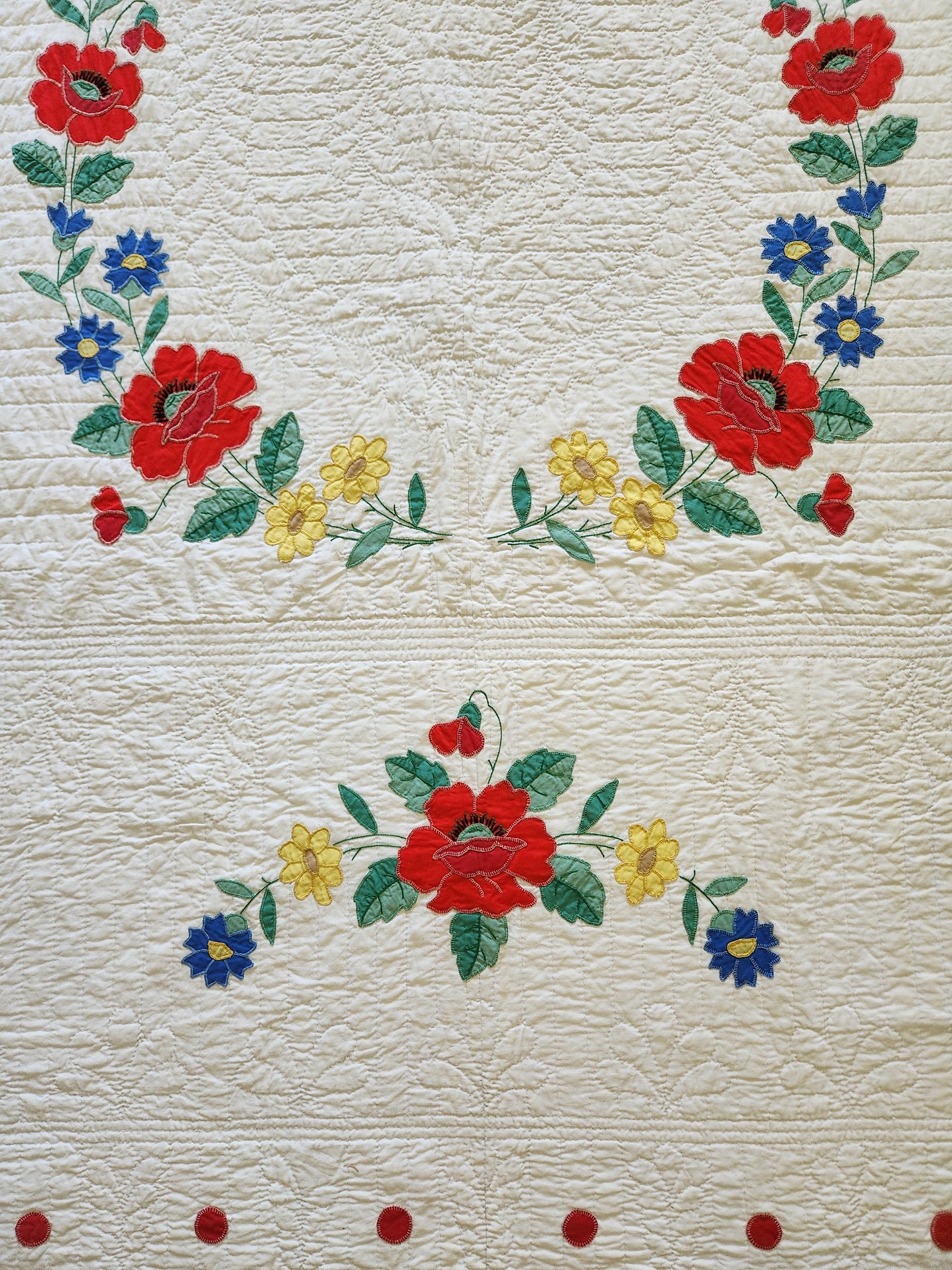 Poppy Applique Quilt c1950