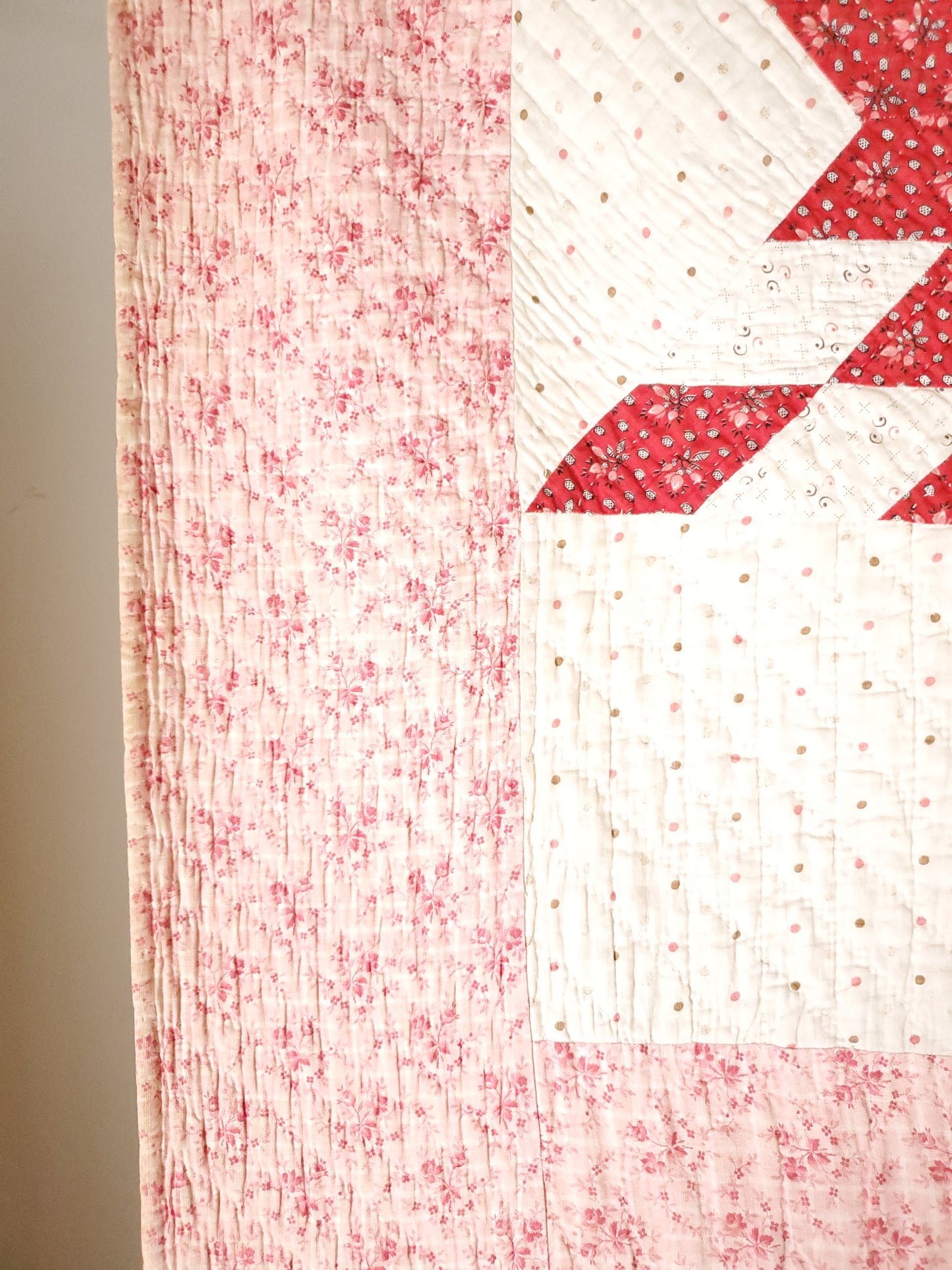 Antique Double Pink Star Quilt