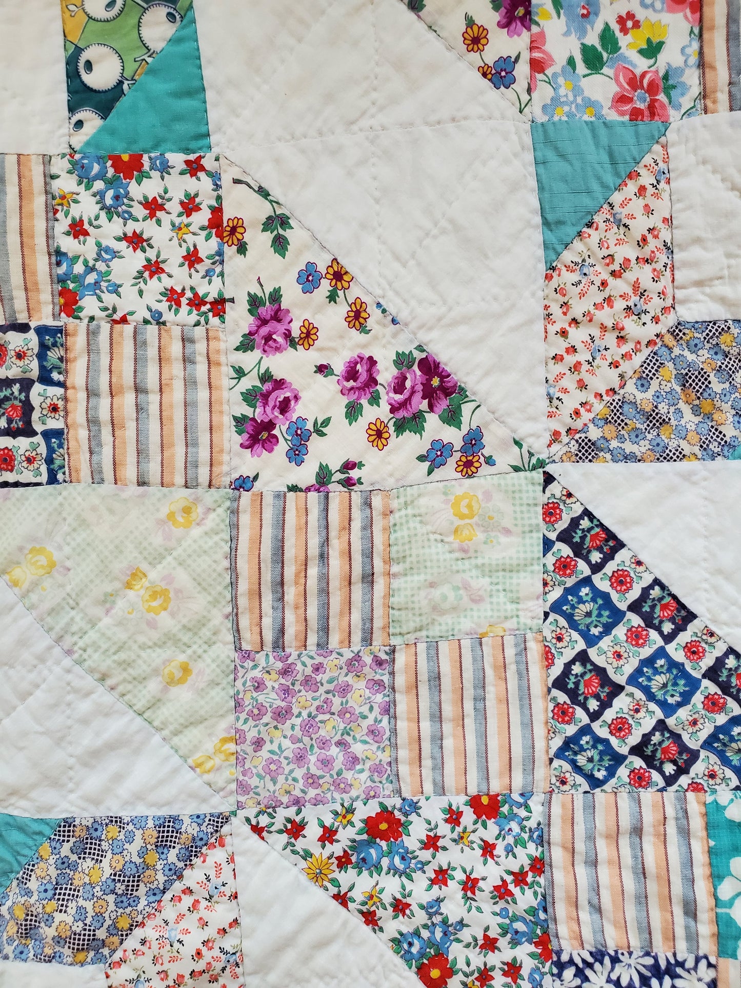 Vintage Feed Sack Quilt, ca 1930