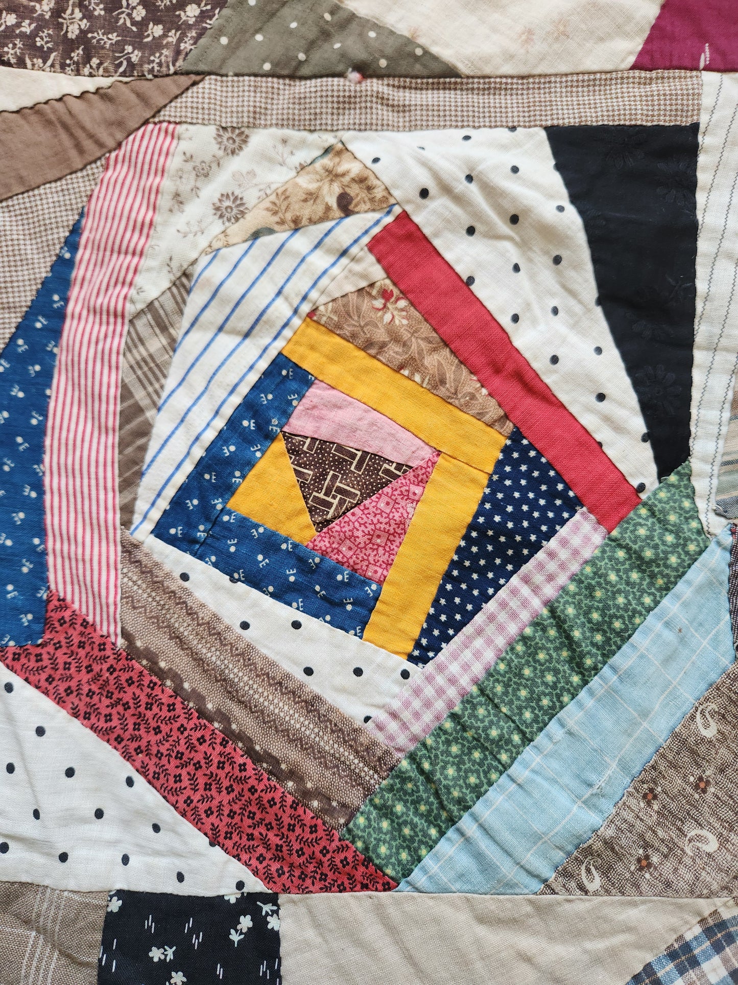 Antique Unfinished Foundation Pieced Quilt Top c1900