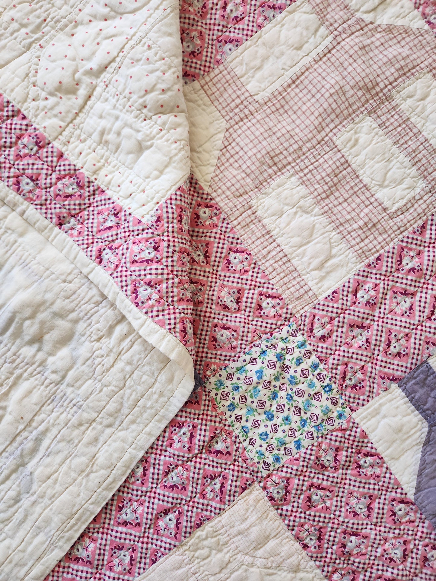 1930’s Feed Sack Log Cabin/School House Quilt