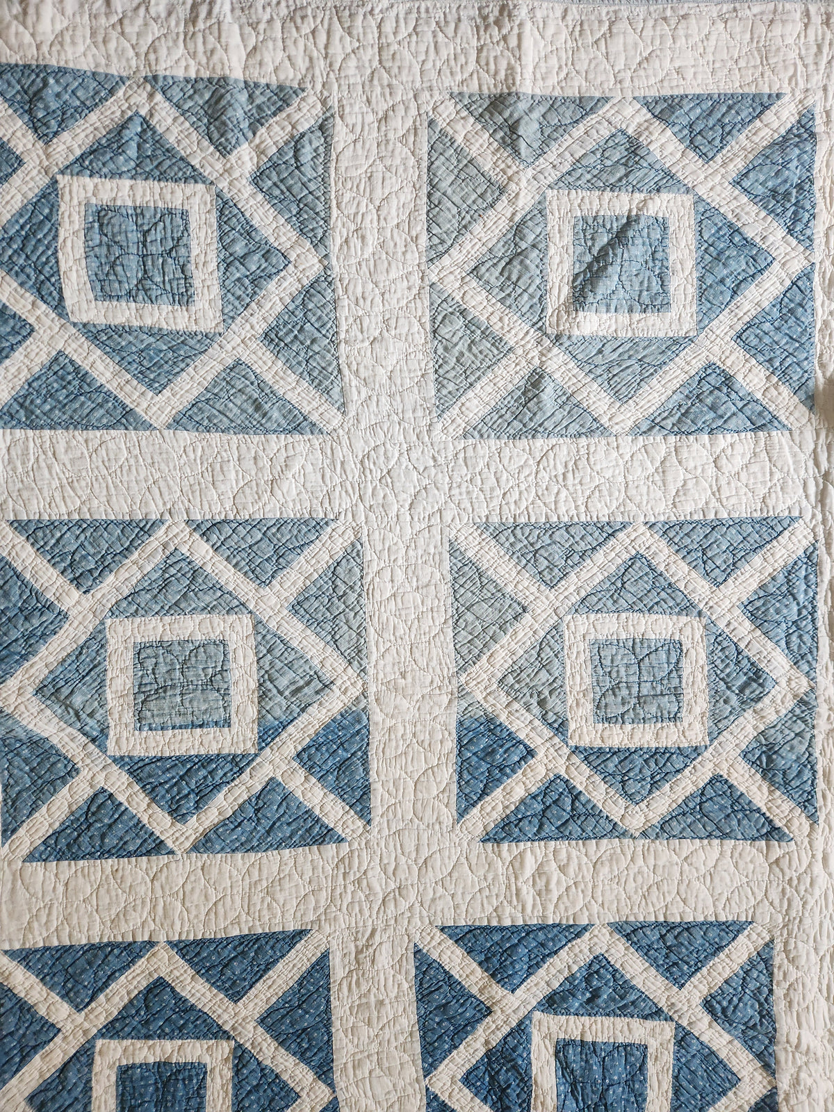 Blue & White Antique Quilt c1900