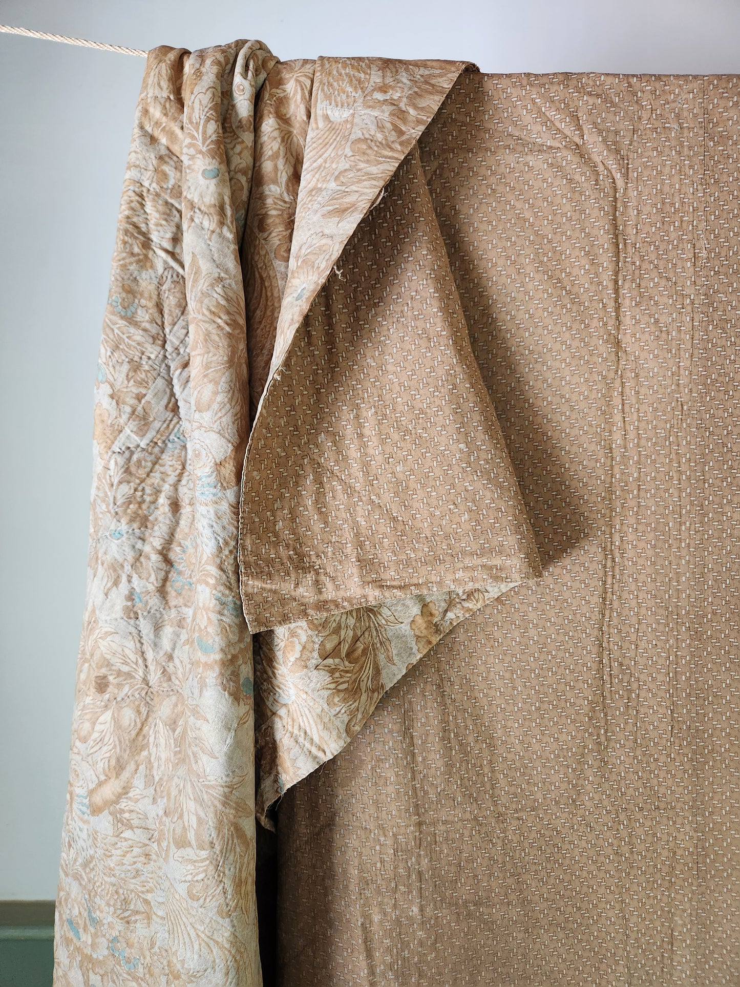 Antique Pheasants and Plum Tree Whole Cloth Chintz Quit