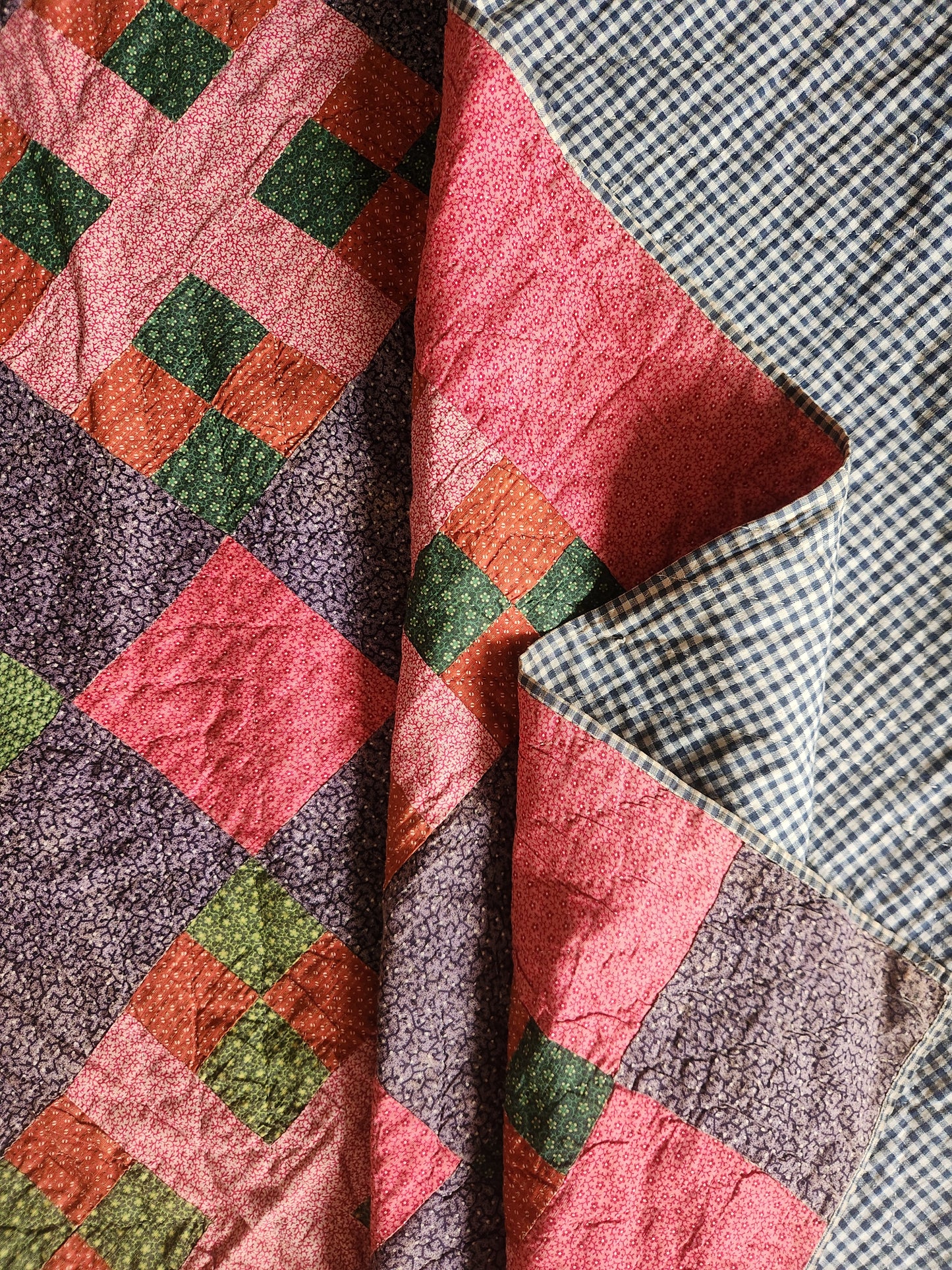 2 of 2, Antique Pennsylvania Style Calico Quilt