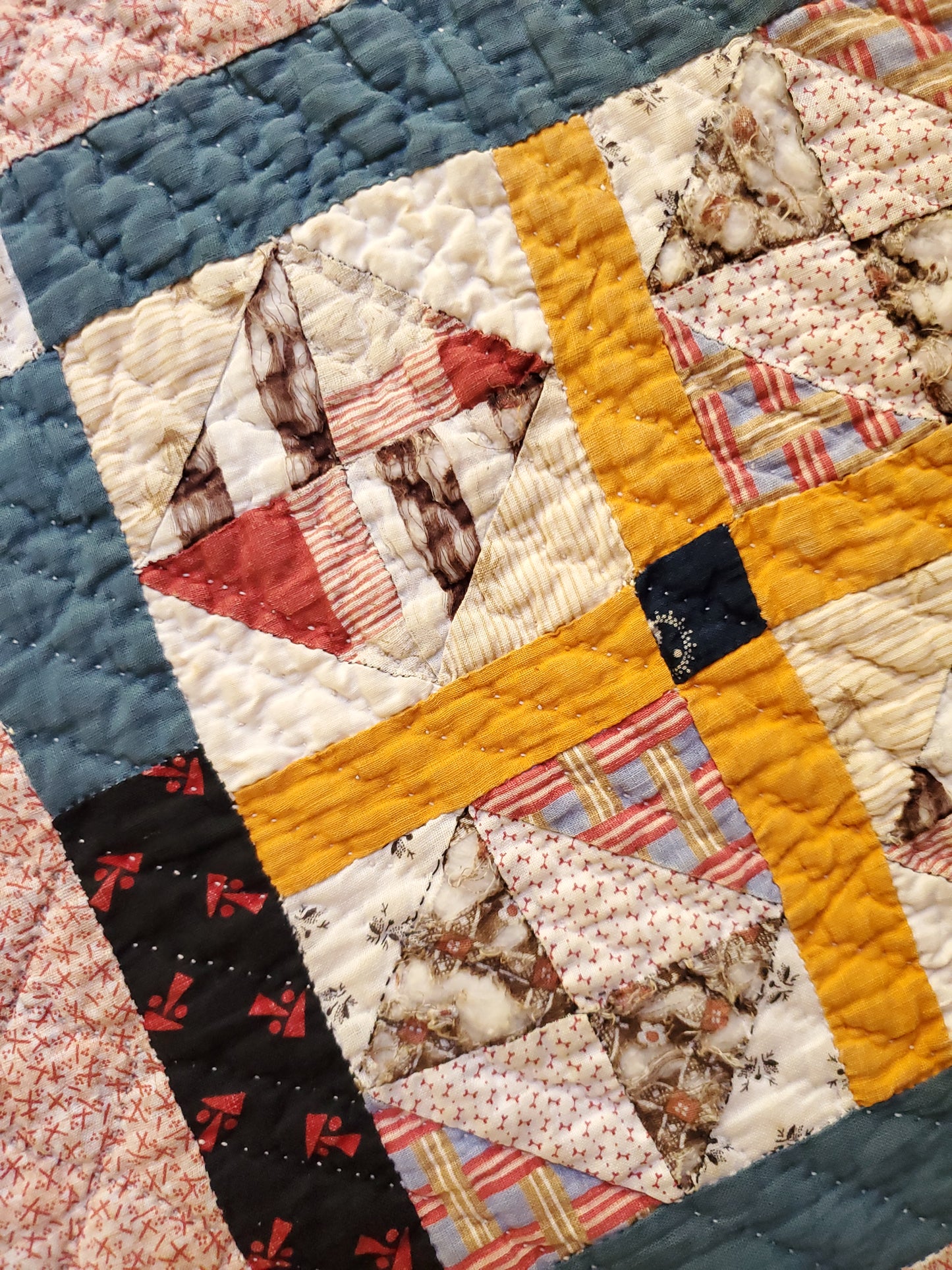 Black and Cheddar Antique Quilt