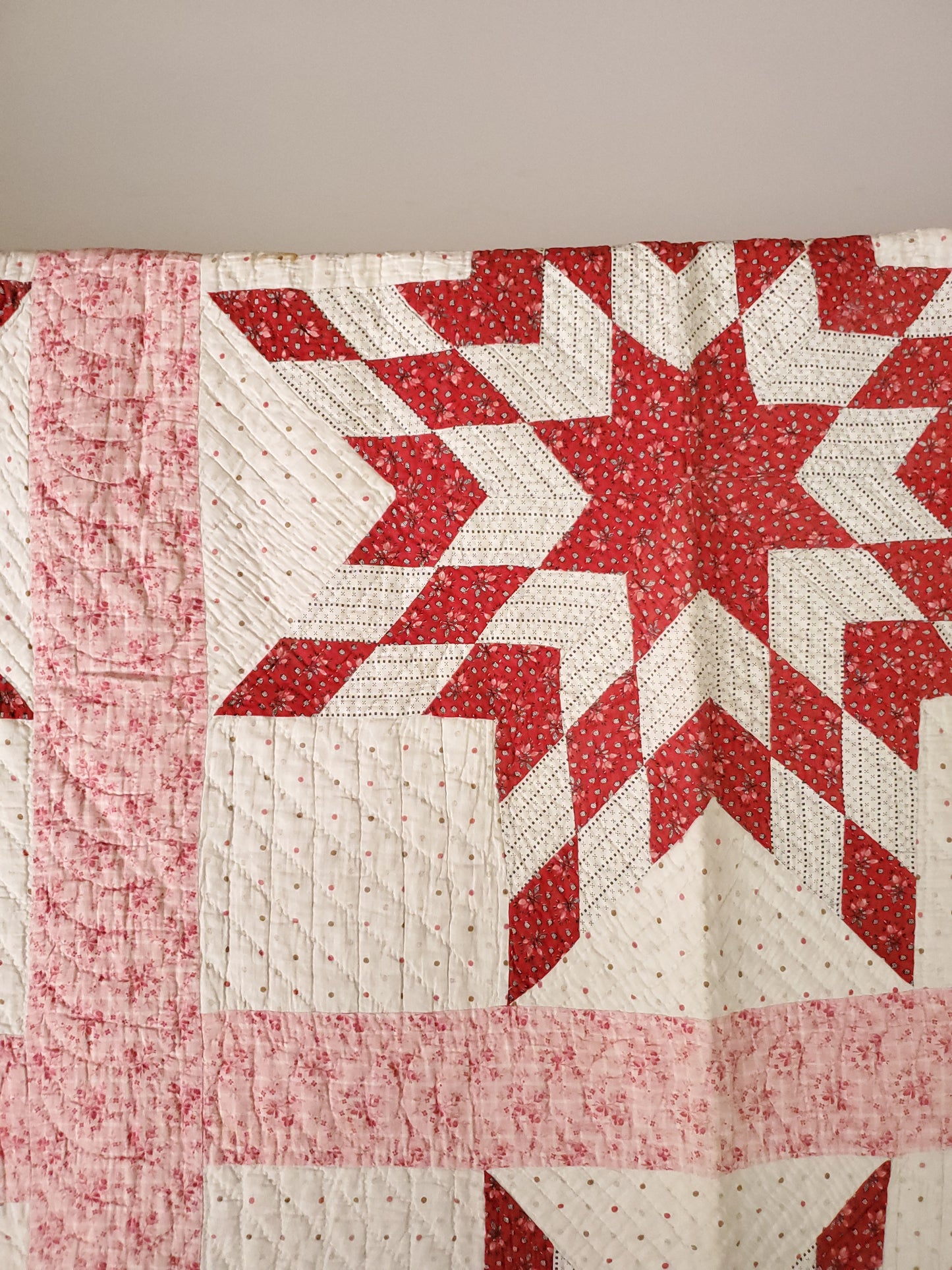 Antique Double Pink Star Quilt