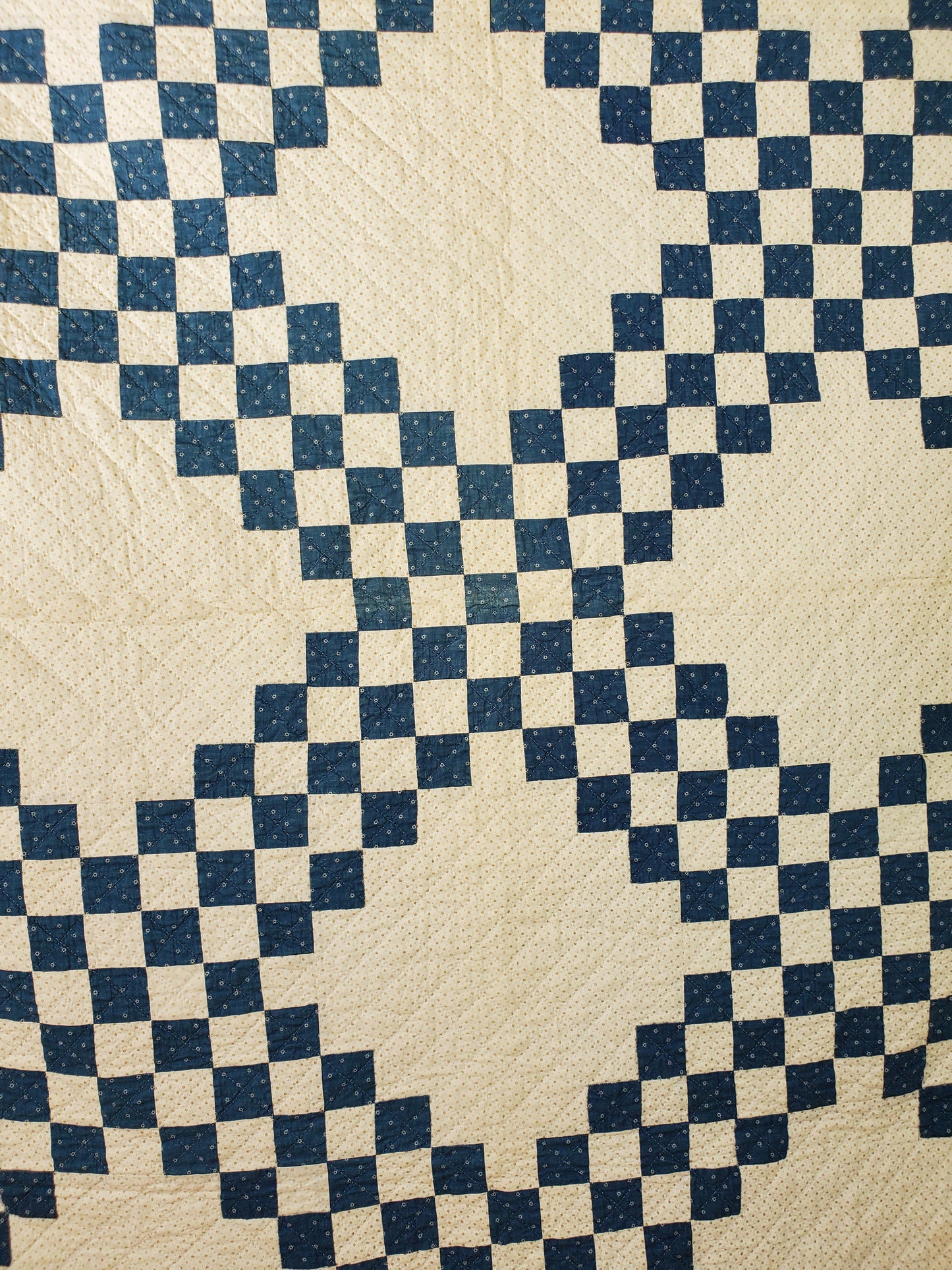 Indigo and White Double Irish Chain Antique Quilt, ca 1900