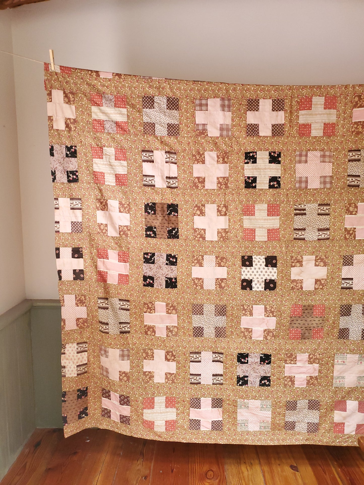 Hand Pieced Antique Quilt Top