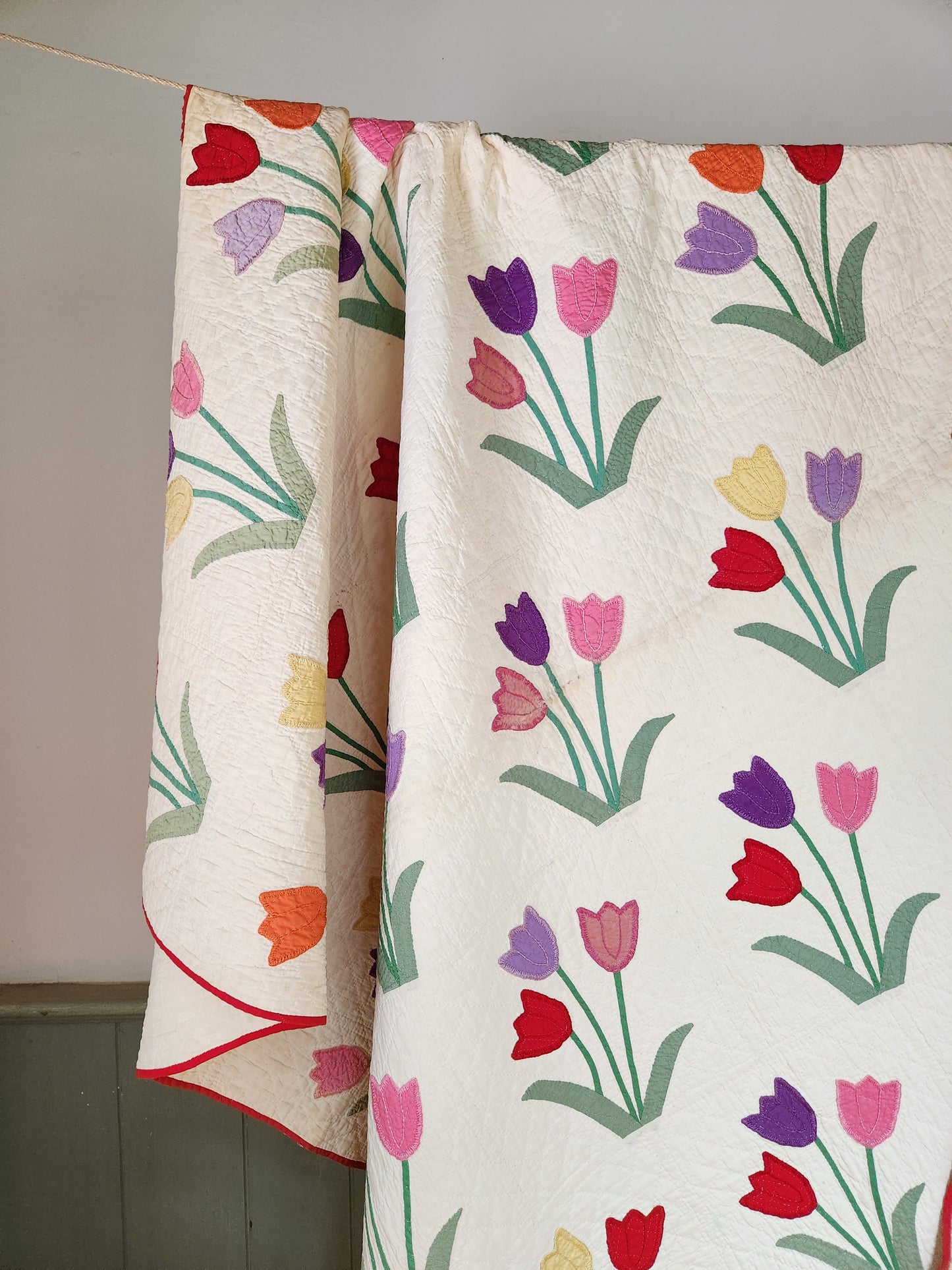 Vintage Tulip Applique Quilt c1930