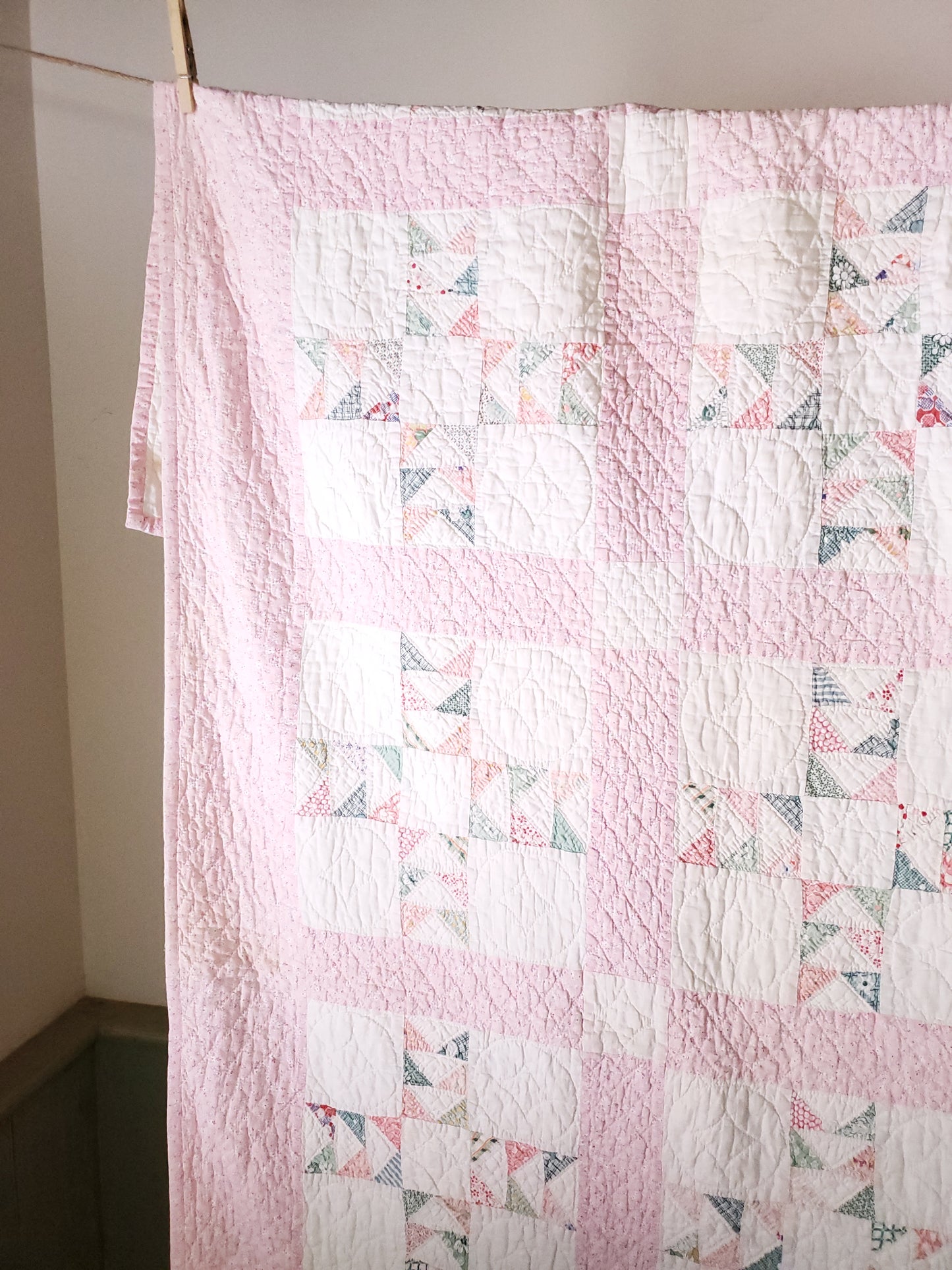 Vintage Feed Sack Wild Goose Chase Quilt