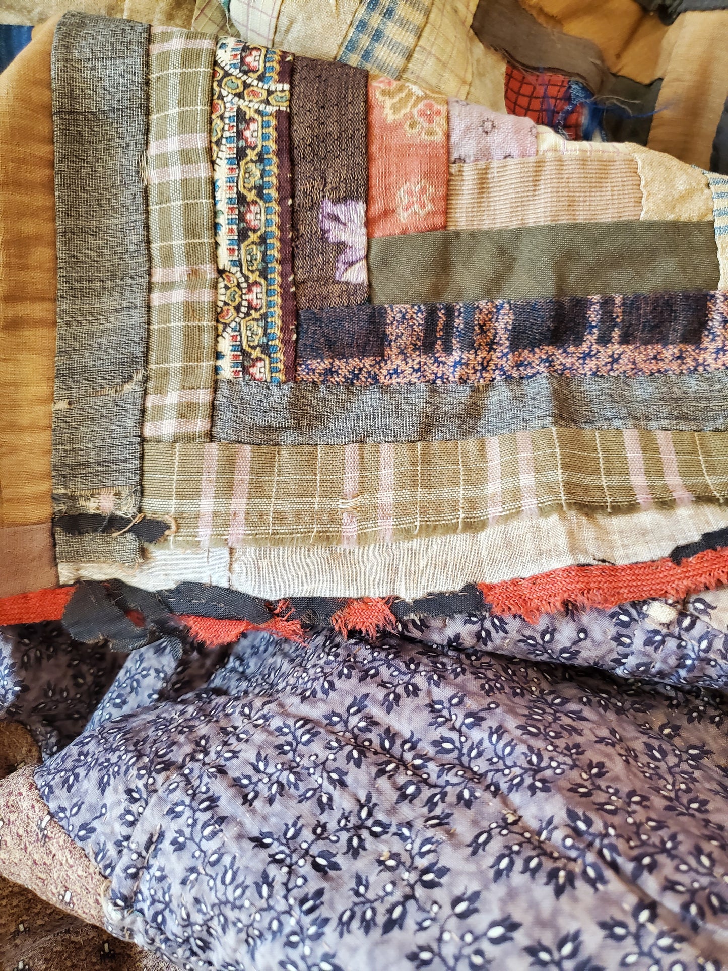 19th Century Antique Log Cabin Quilt