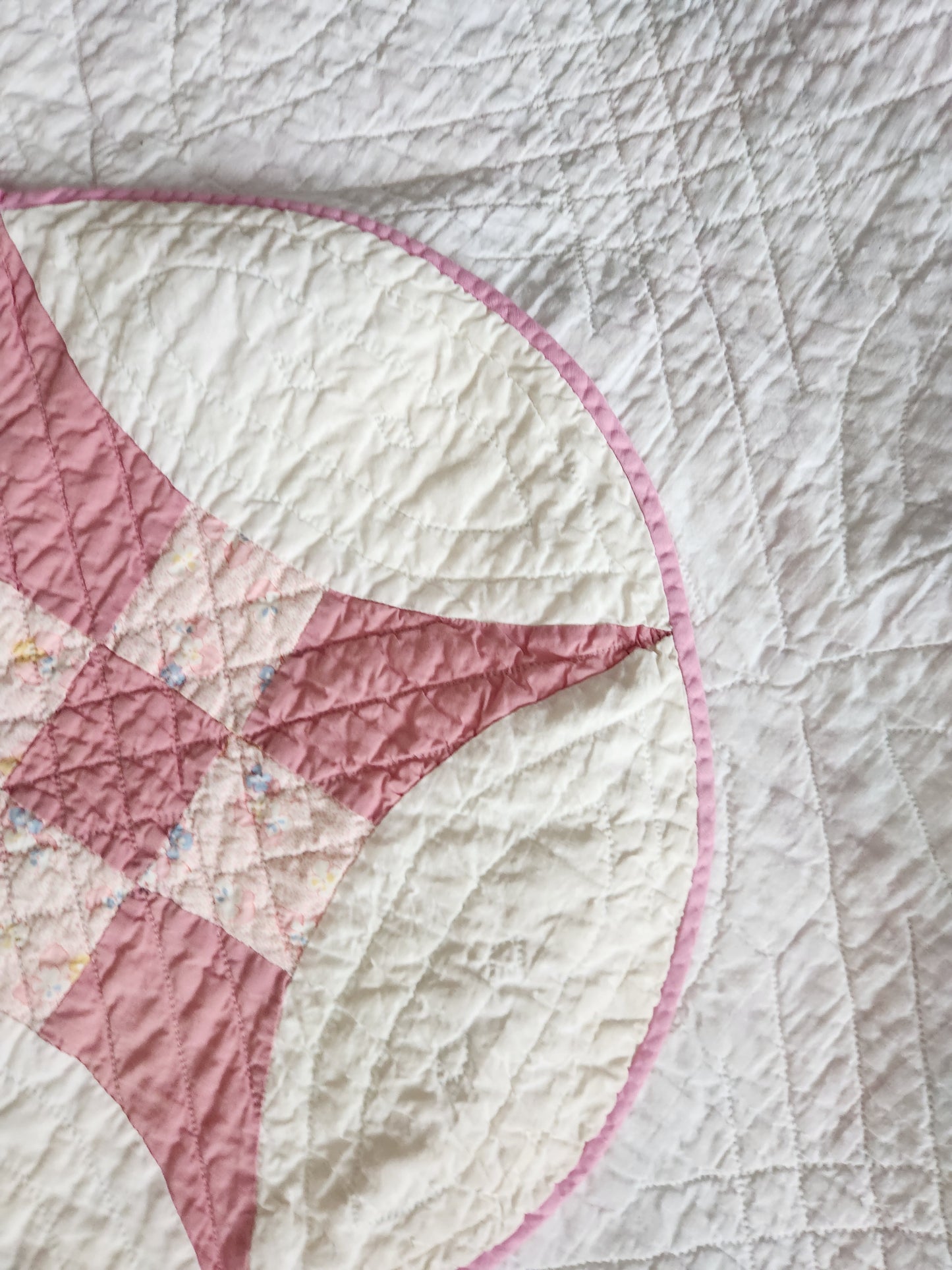 Vintage Pink Improved Nine Patch Quilt 1940