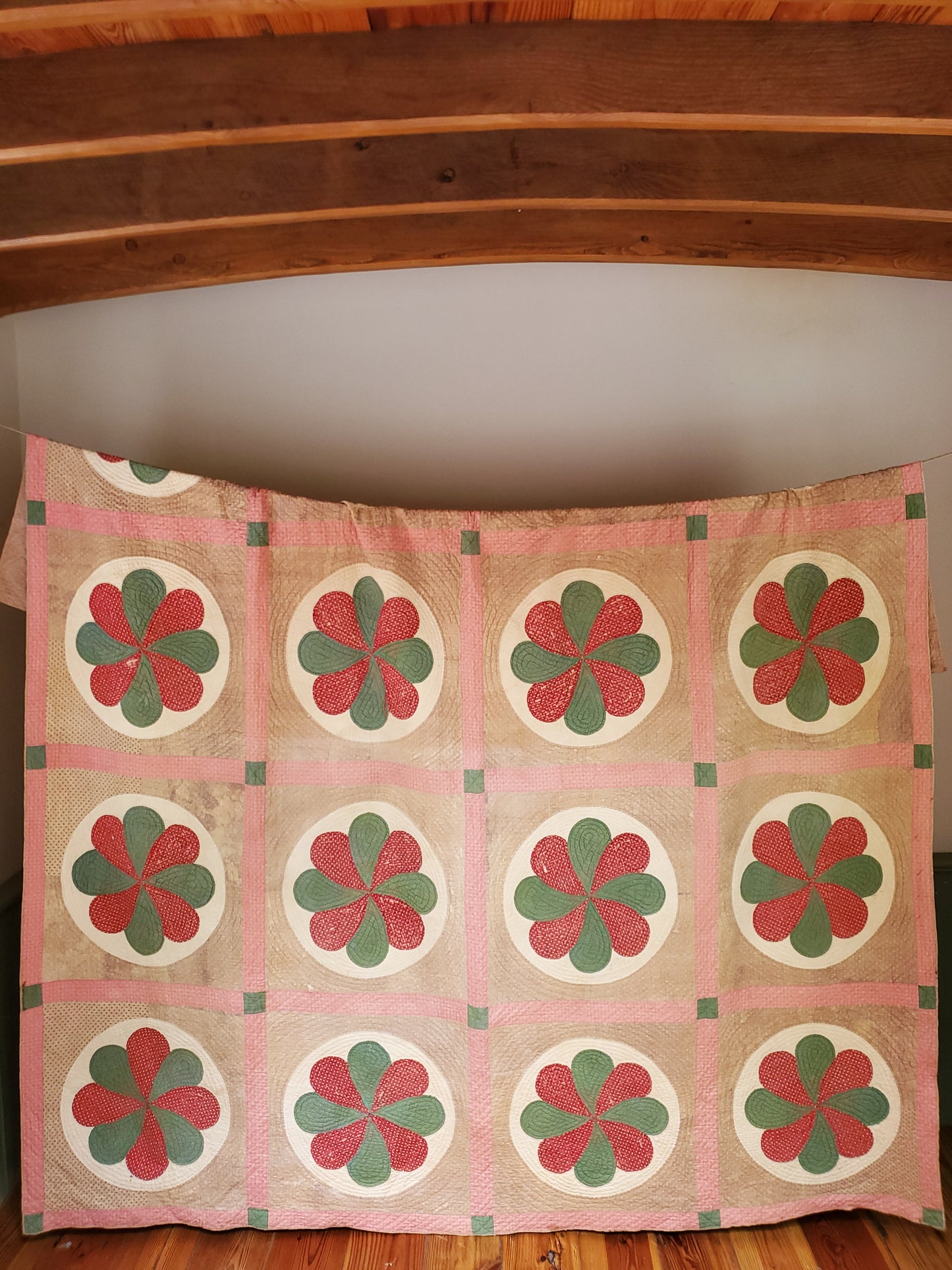 19th Century Pinwheel Rose Quilt