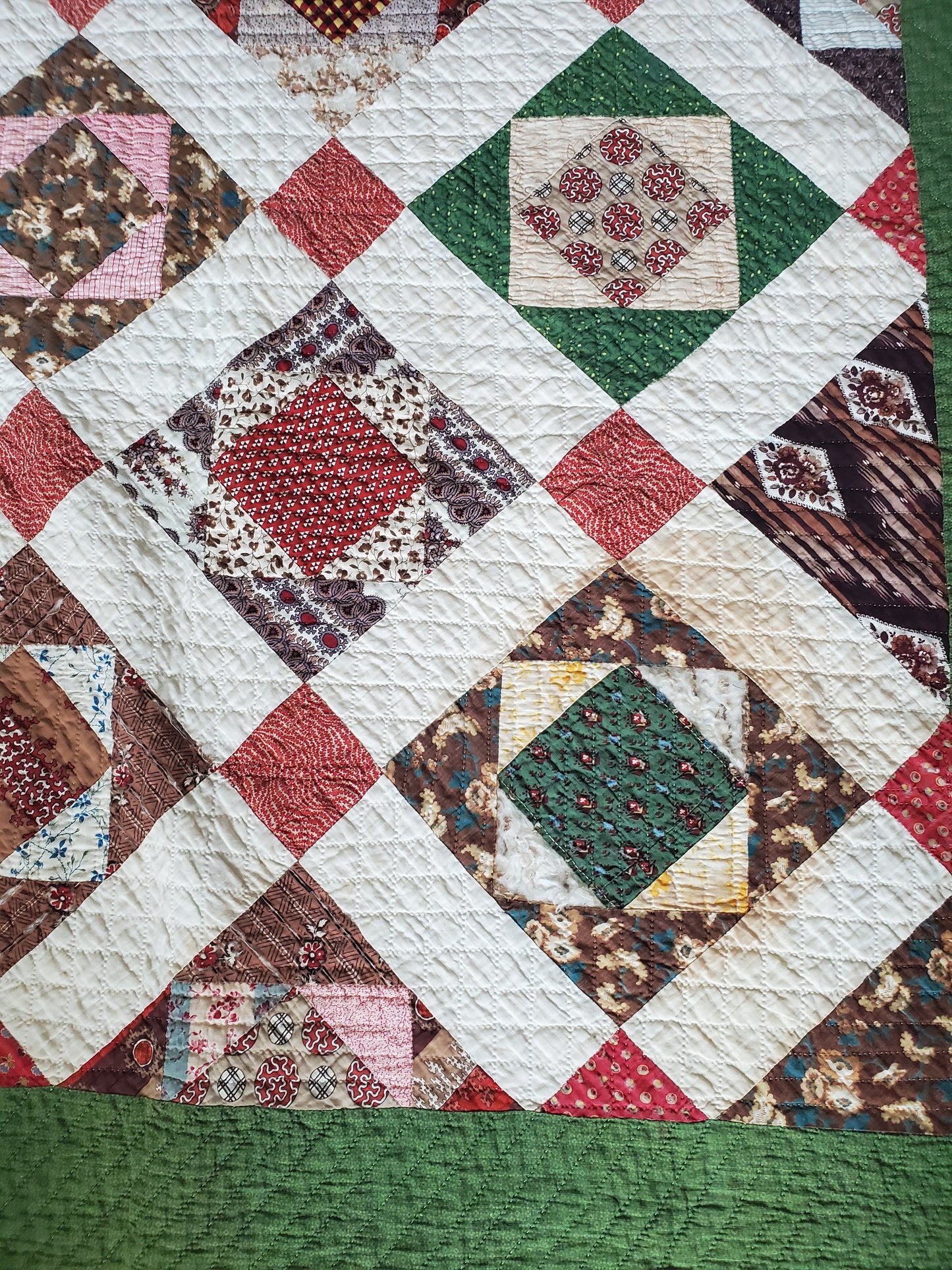 19th Century Square in a Square Antique Quilt